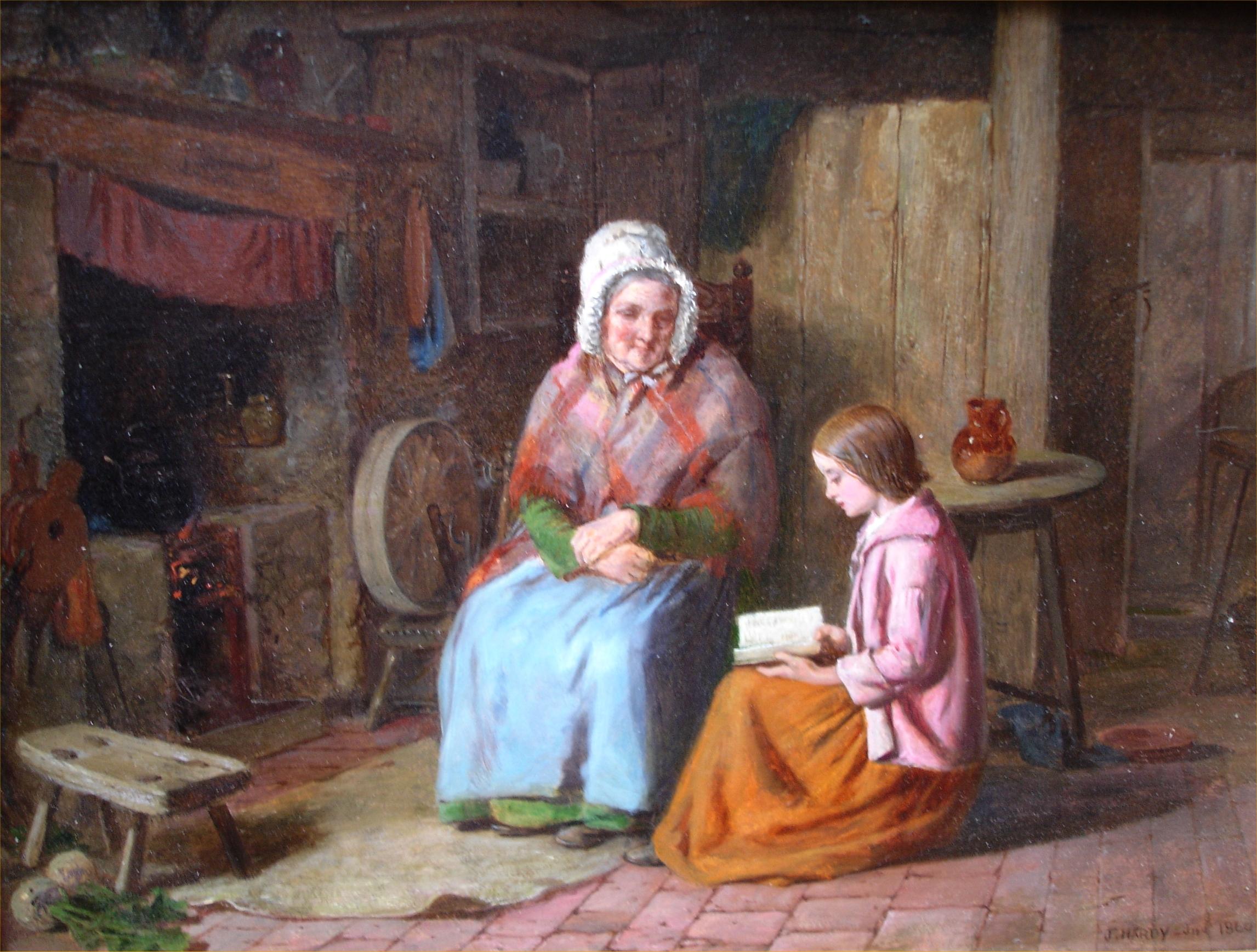 Reading to Grandma - Painting by James Hardy Jr.