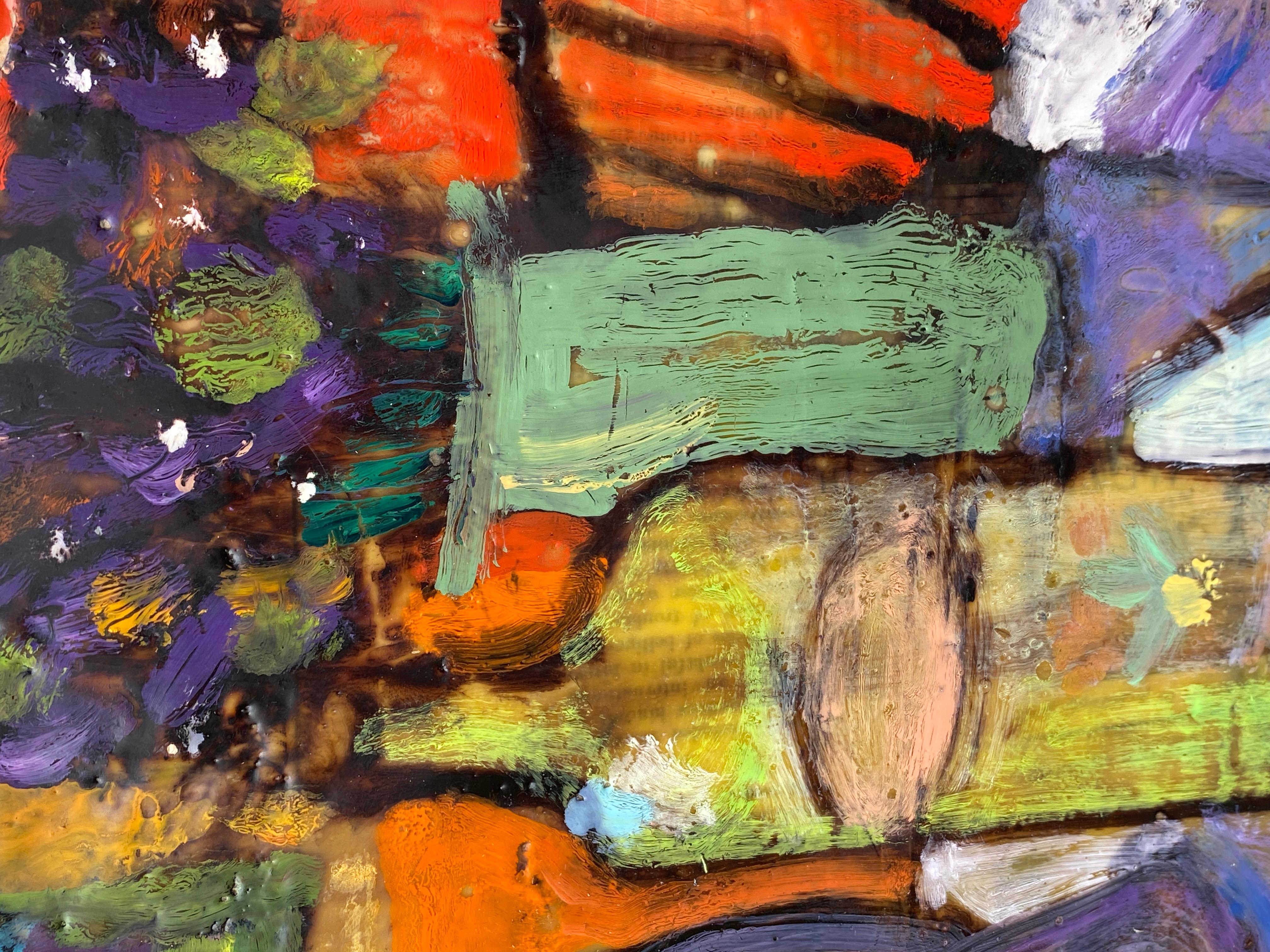 Still Life with Orange, Original Painting - Abstract Expressionist Mixed Media Art by James Hartman