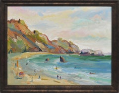 Peinture à l'huile impressionniste américaine de Rodeo Beach en Californie par James Hartman