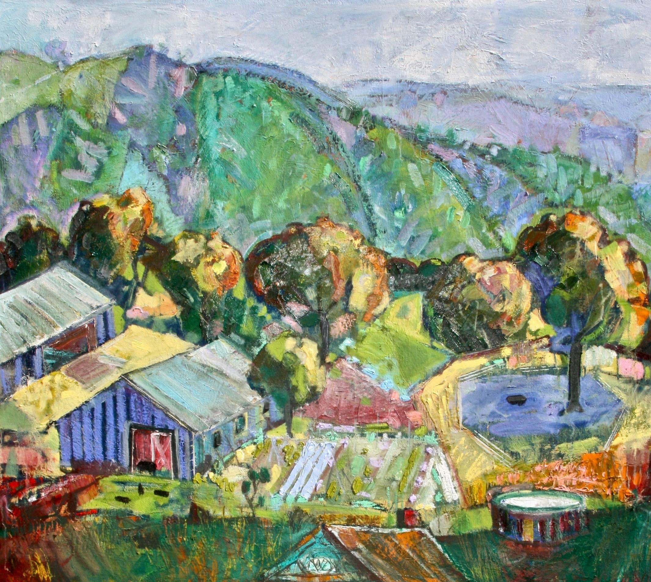 James Hartman Landscape Painting - Mountain Ranch, Oil Painting