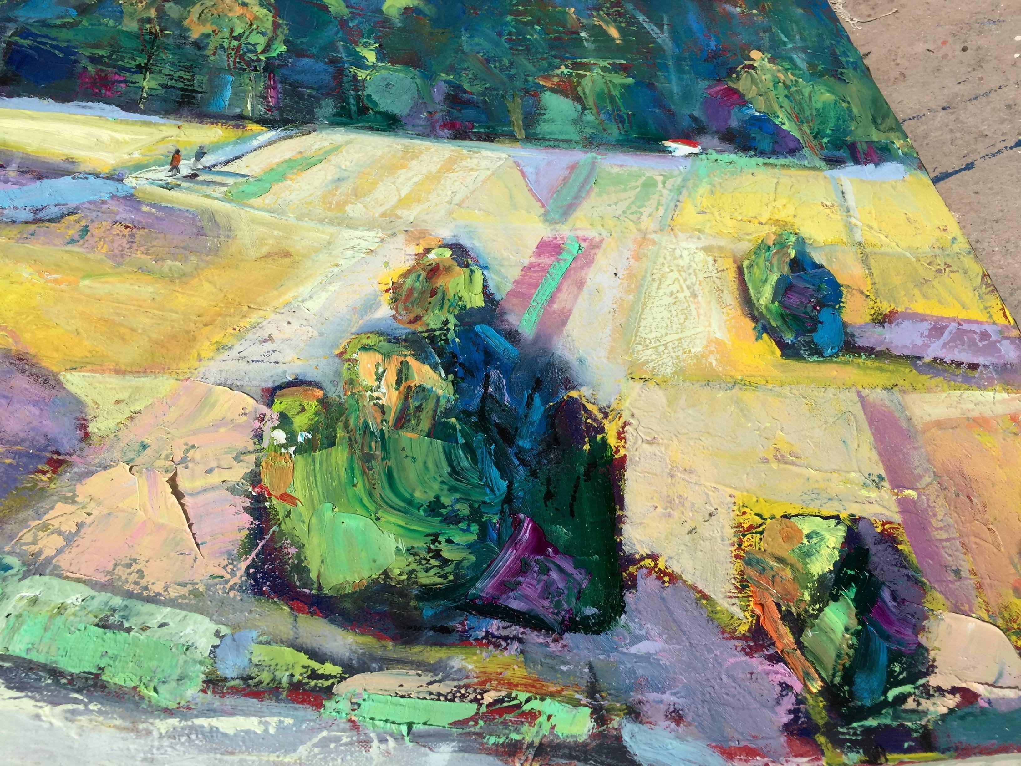 La strada per il Wood - Landscape Painting Grigio di James Hartman