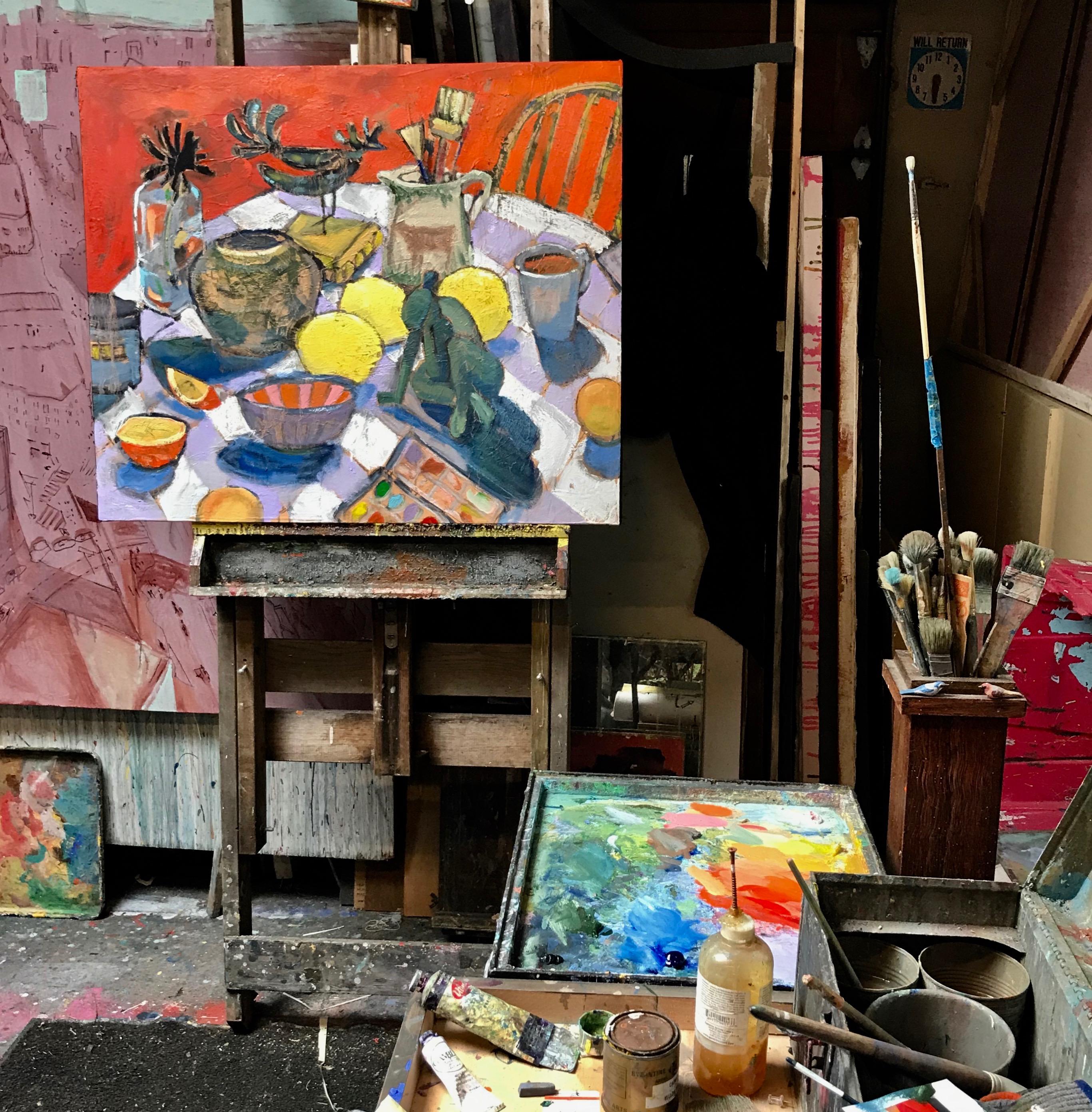 Table with Citroens - Contemporary Painting by James Hartman