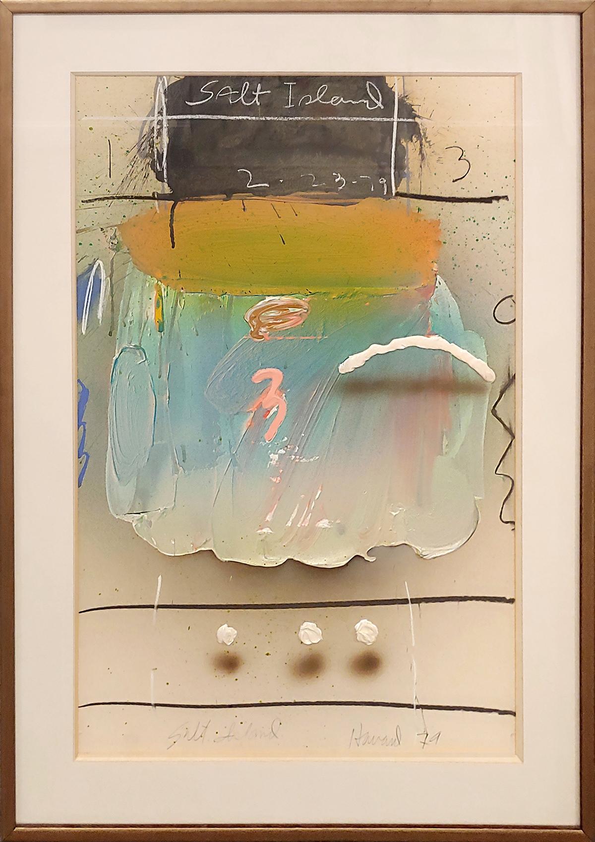 James Havard Abstract Painting – Museum Sammlerstück Abstrakte Illusion Acrylgemälde auf Karton 37x27" 