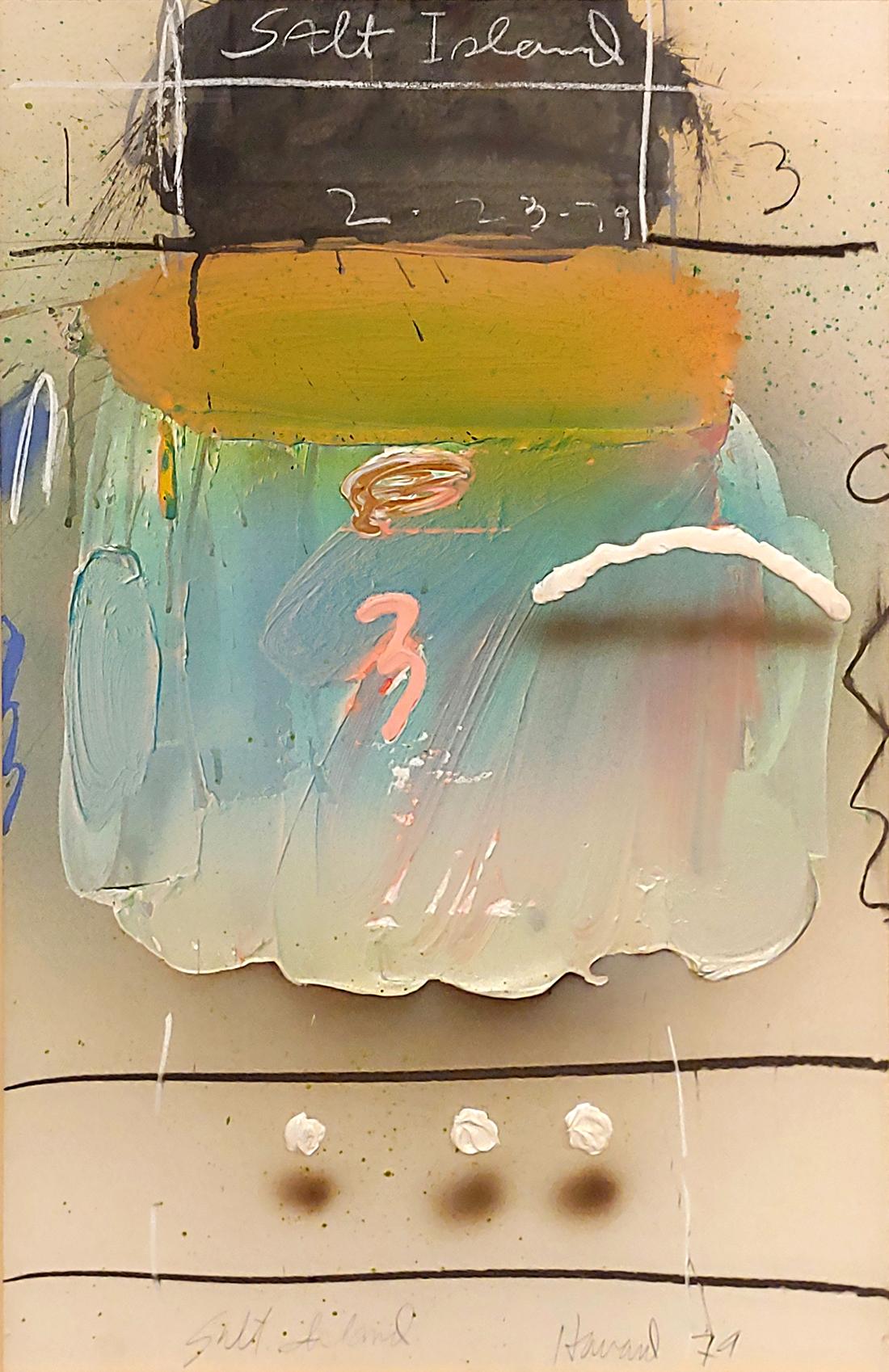 James Havard Abstract Painting - Museum Collected artist Abstract Illusion acrylic painting on board 37x27"