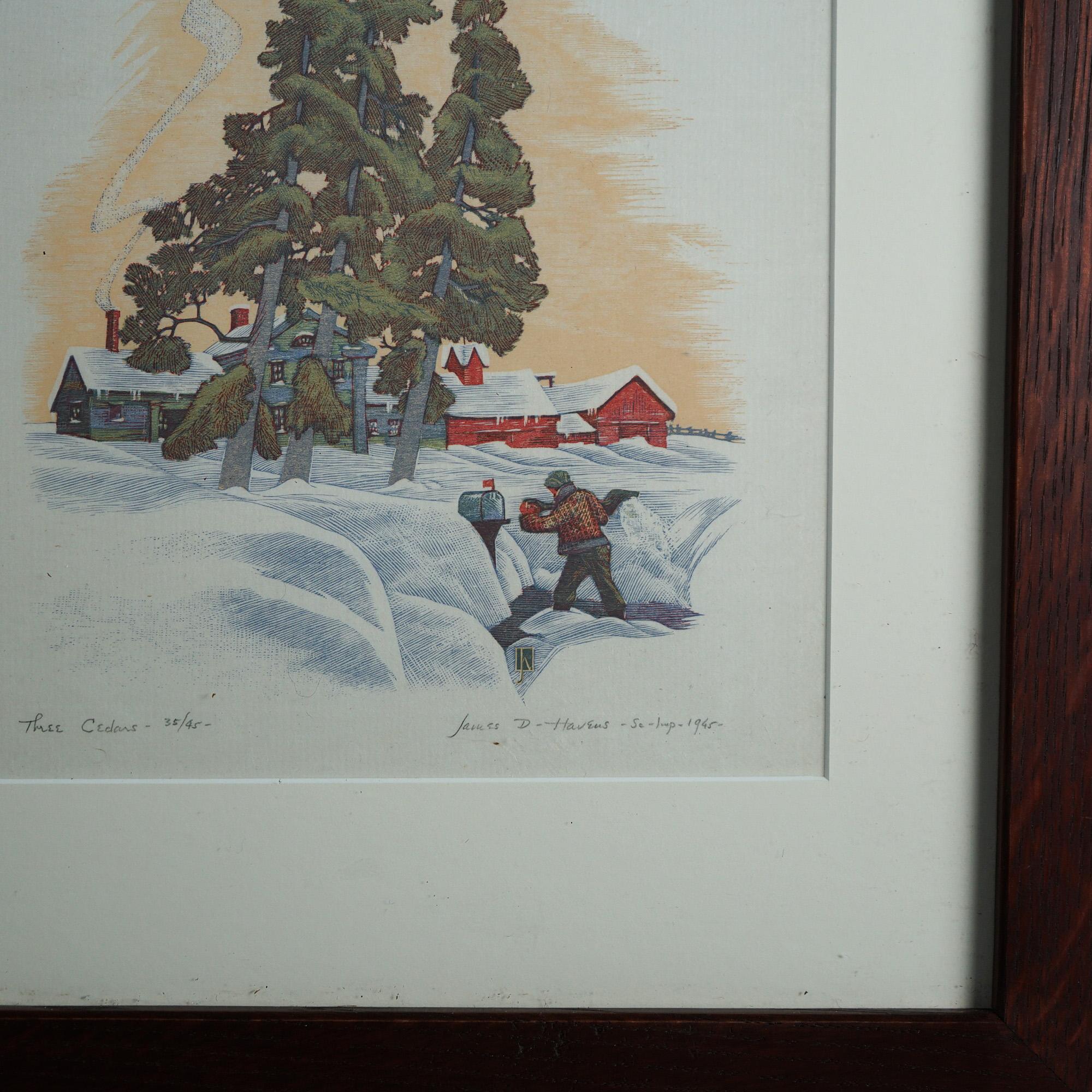 James Haven Print “Three Cedars” Winter Farm Scene, Pencil Signed & Numbered, Framed C1945

Measures - 19.5
