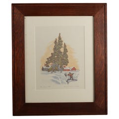 James Haven Print “Three Cedars” Winter Farm Scene Signed & Numbered C1945