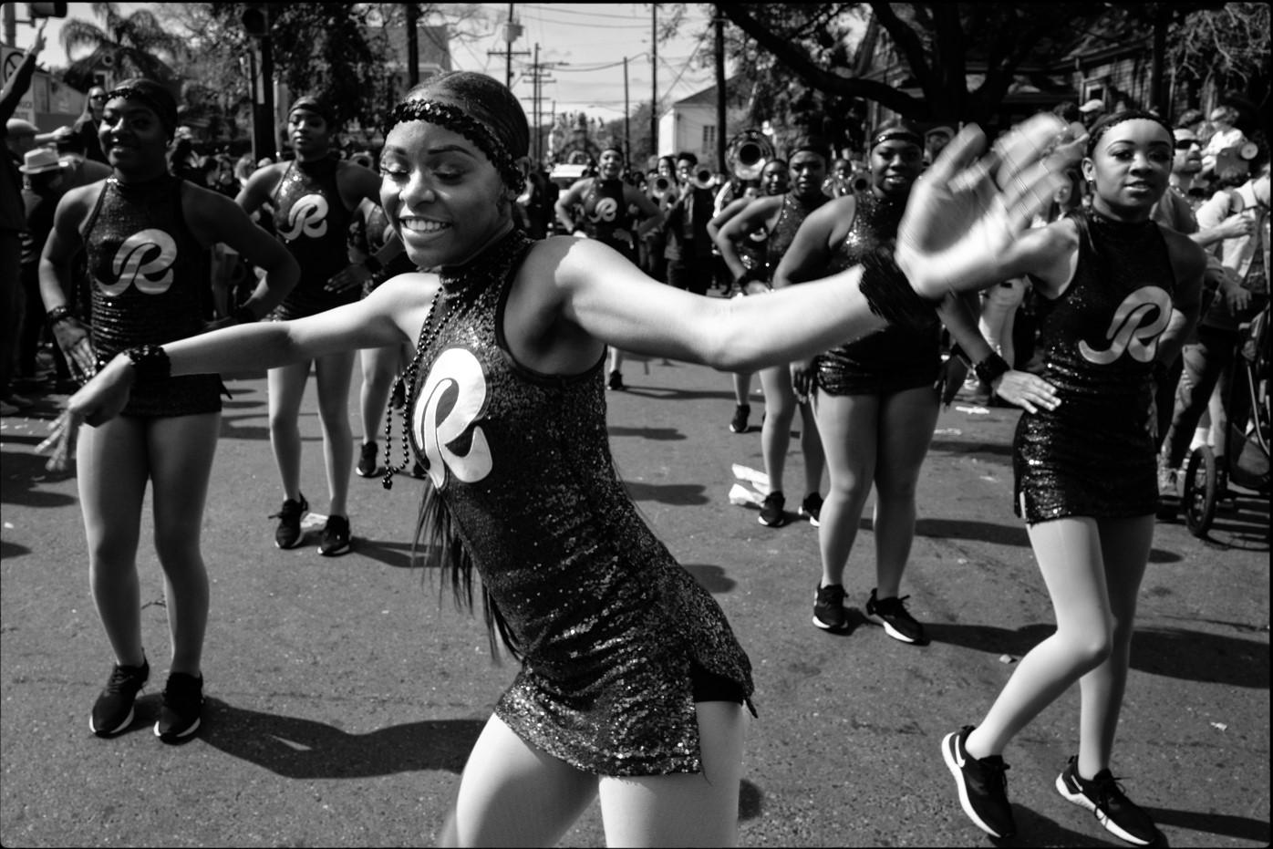James Hayman Black and White Photograph - Majorette, Mardi Gras