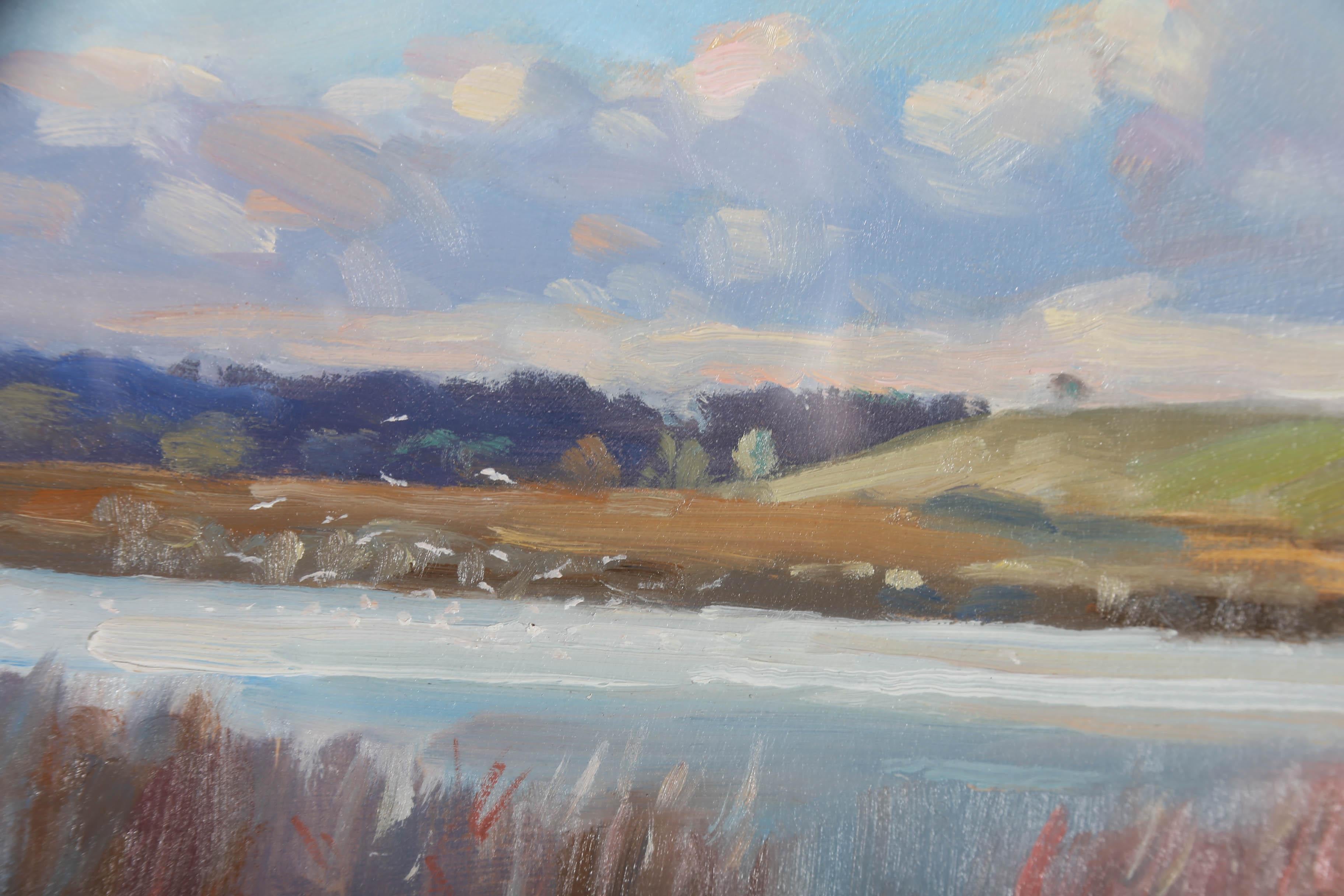 James Hewitt (nato nel 1934) - Olio del XX secolo, Acqua alta a Blythburgh - Suffolk 4
