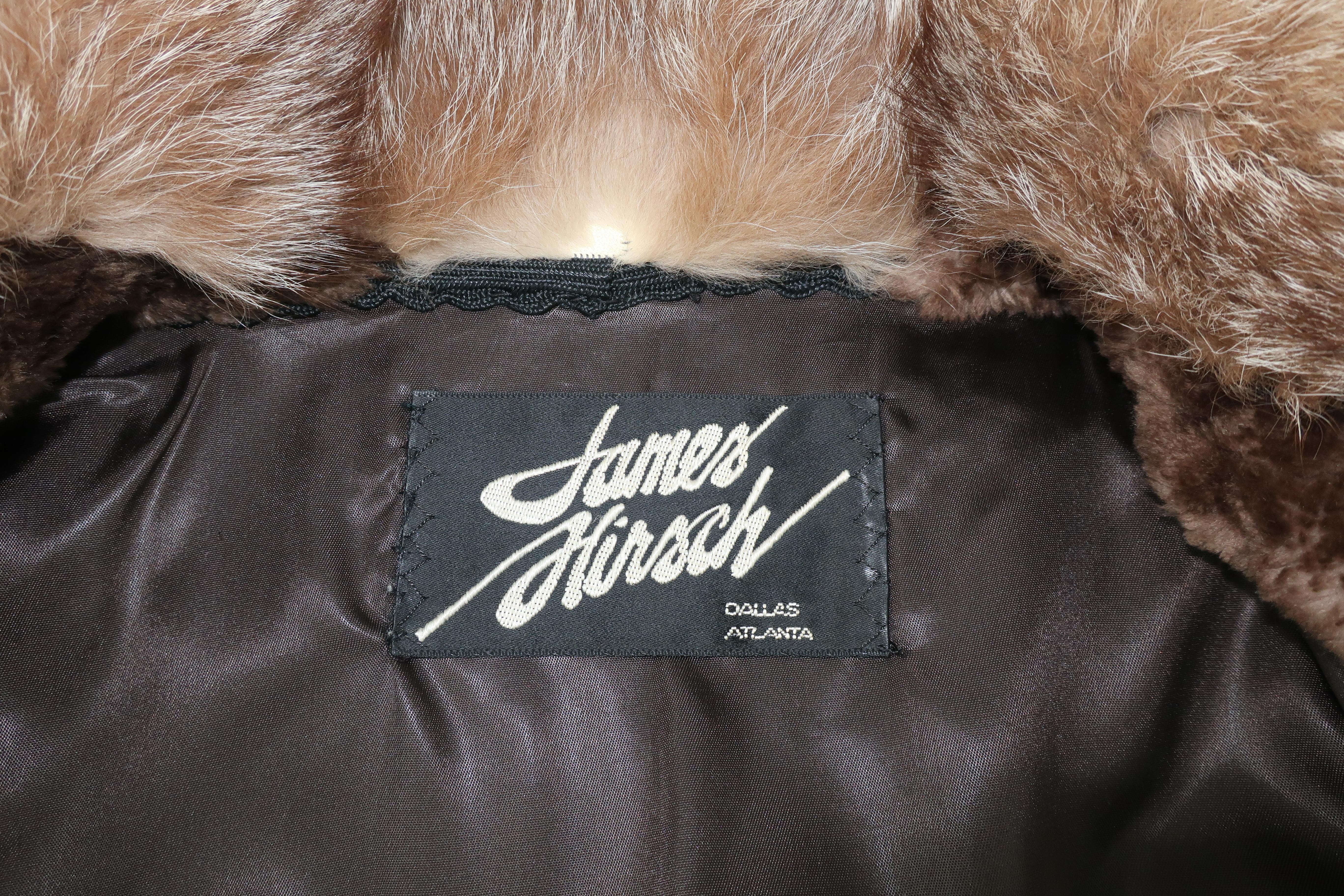 James Hirsch Brown Sheared Beaver & Coyote Fur Jacket Coat, 1980's 5