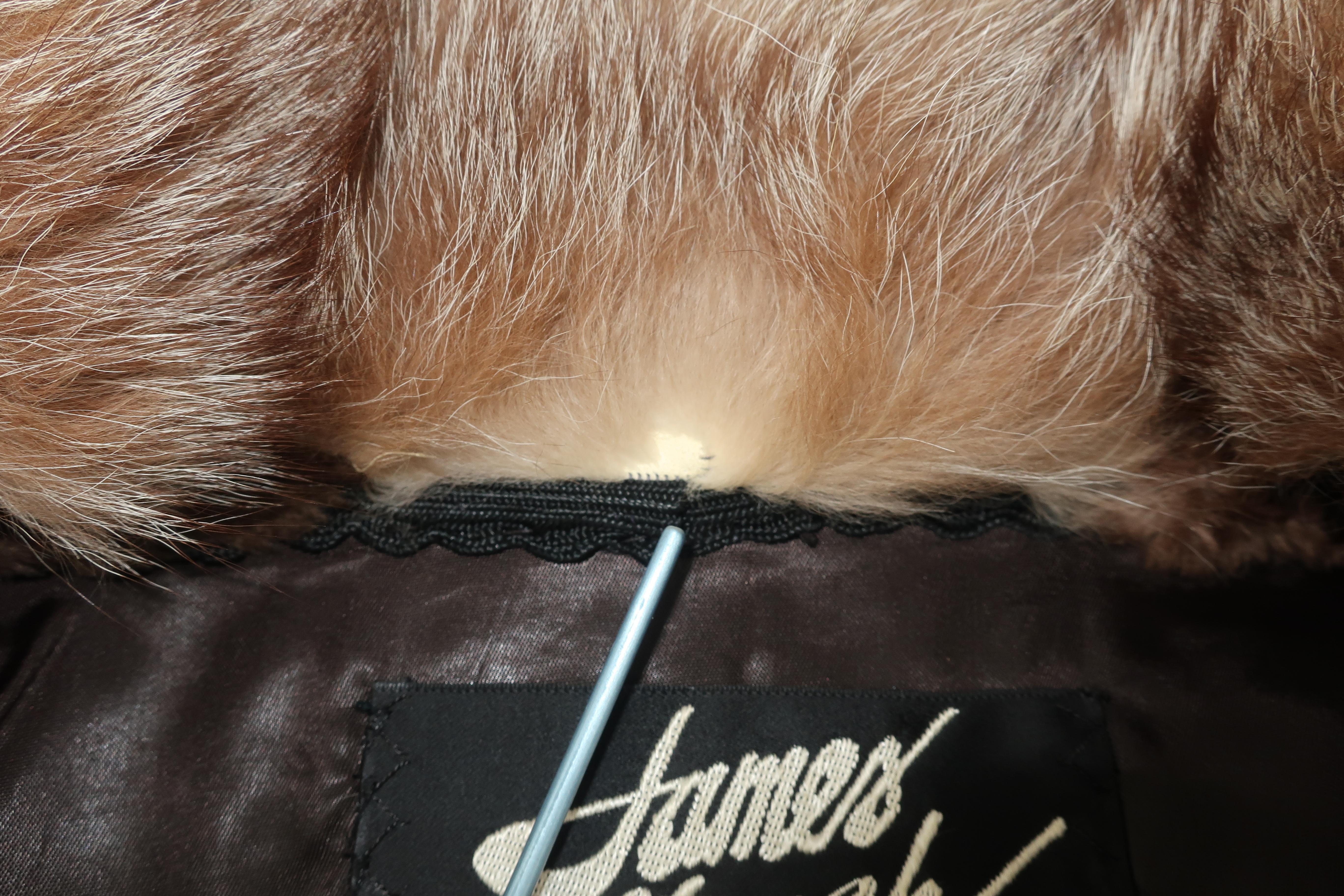 James Hirsch Brown Sheared Beaver & Coyote Fur Jacket Coat, 1980's 6