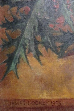 Original large Mid Century English Impressionist oil painting STILL LIFE FLOWERS