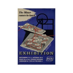 1951 original poster titled “The Miner Comes to Town” by James Holland