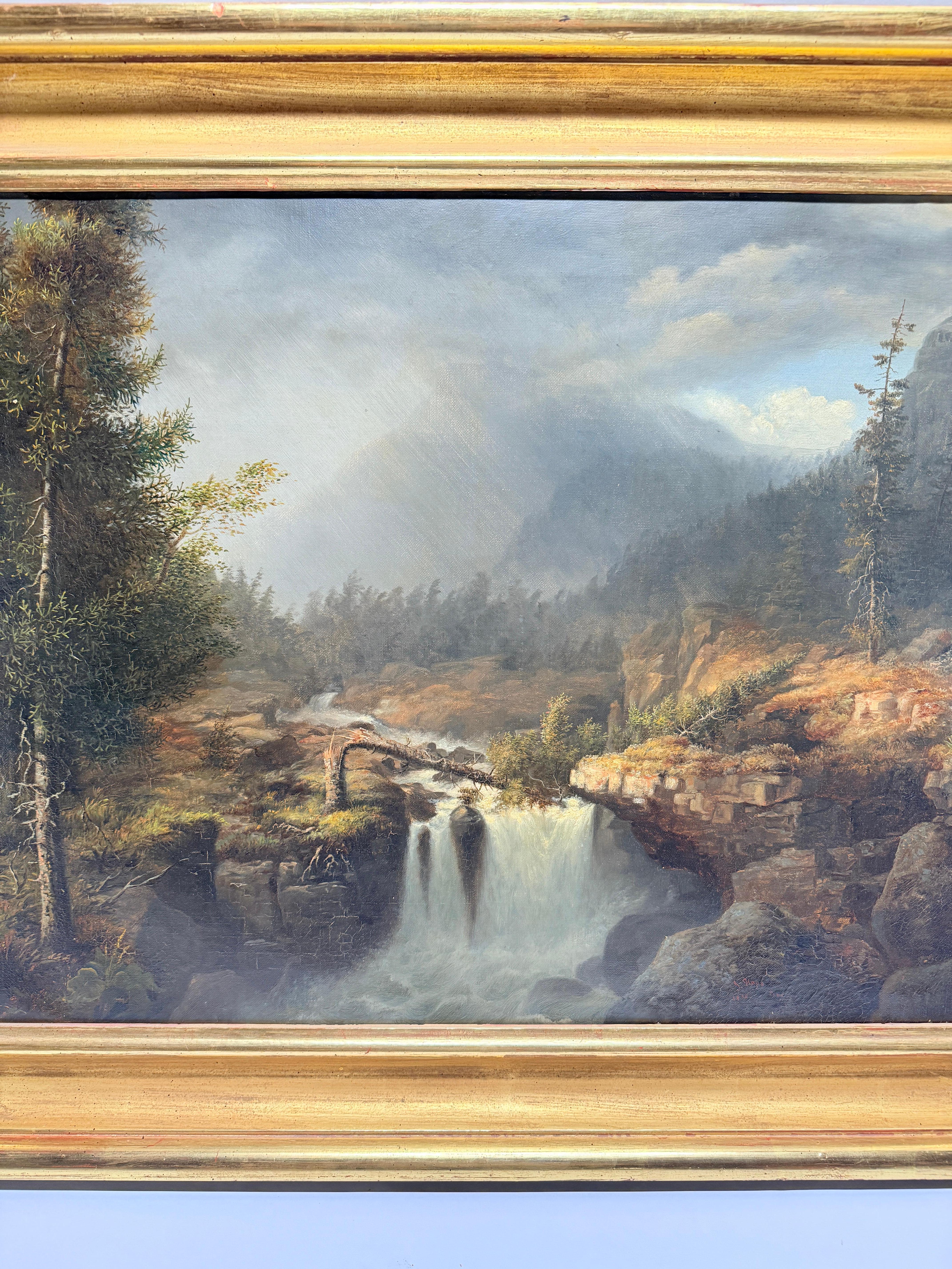 American Classical James Hope (American, 1818–1892) “Castleton Falls, Castleton, Vermont” 1856 O/C For Sale