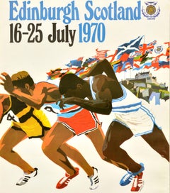 Original Vintage Sport Poster IX British Commonwealth Games Edinburgh Scotland