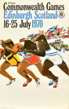 Original Vintage Sport Poster IX British Commonwealth Games Edinburgh Scotland