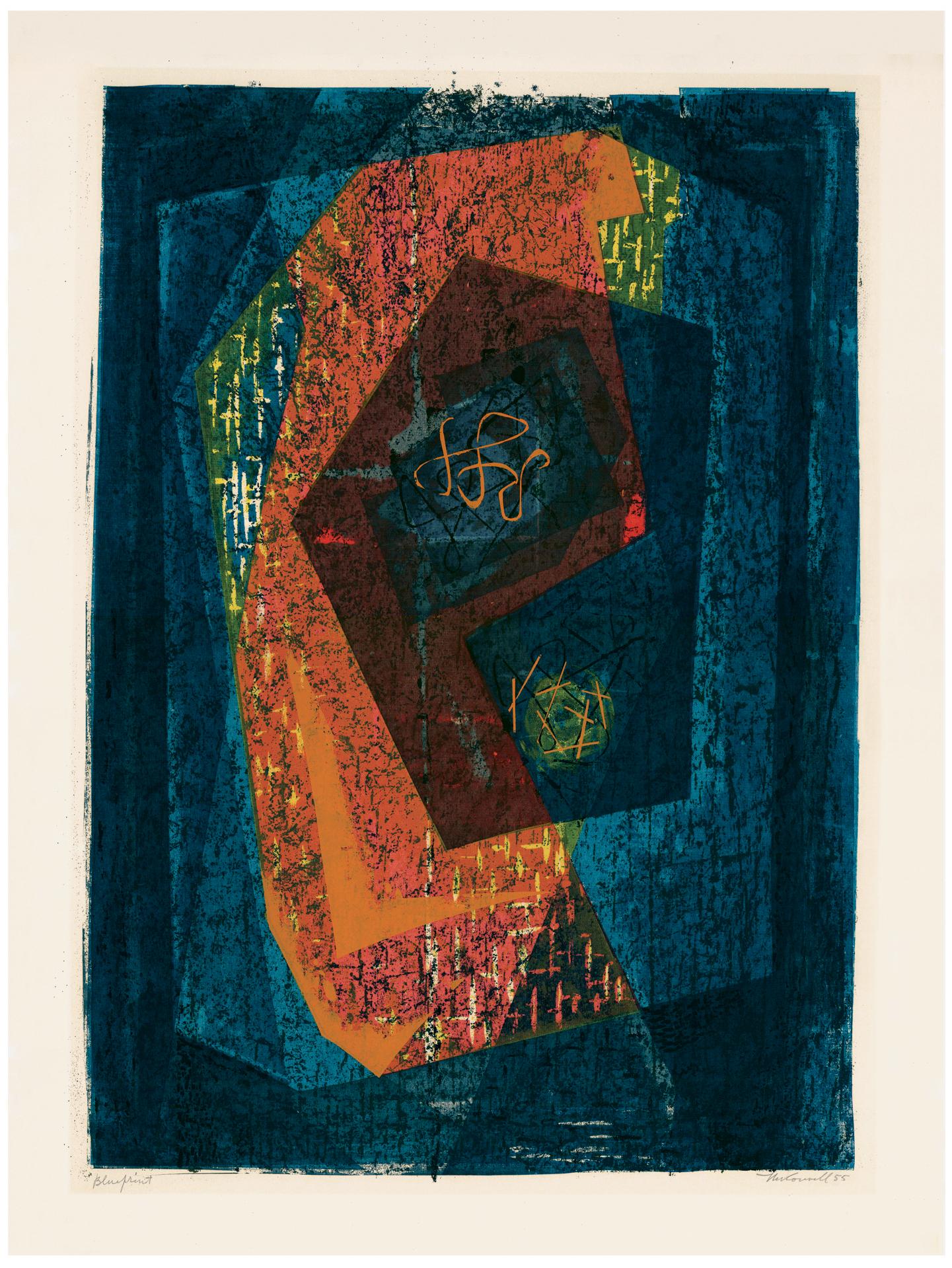 'Blueprint' — Mid-century Modernist Abstraction - Print by James Houston McConnell