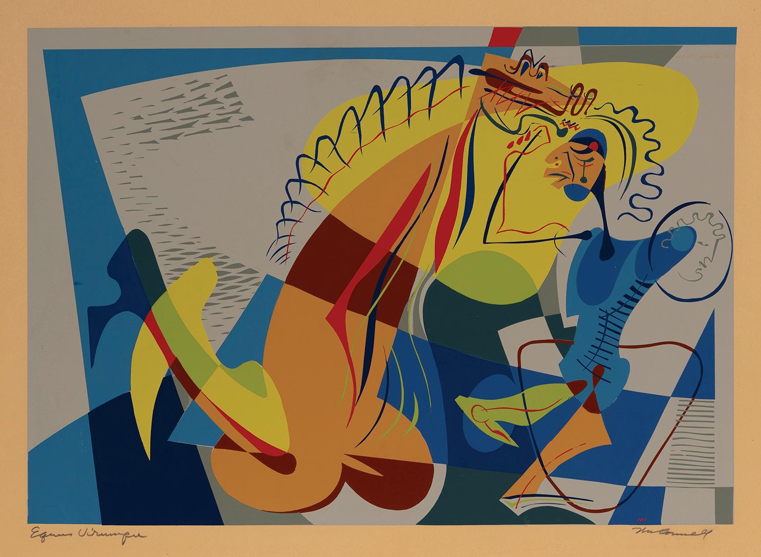 James Houston McConnell Abstract Print – Equus Uirumpu" - Modernität der Jahrhundertmitte