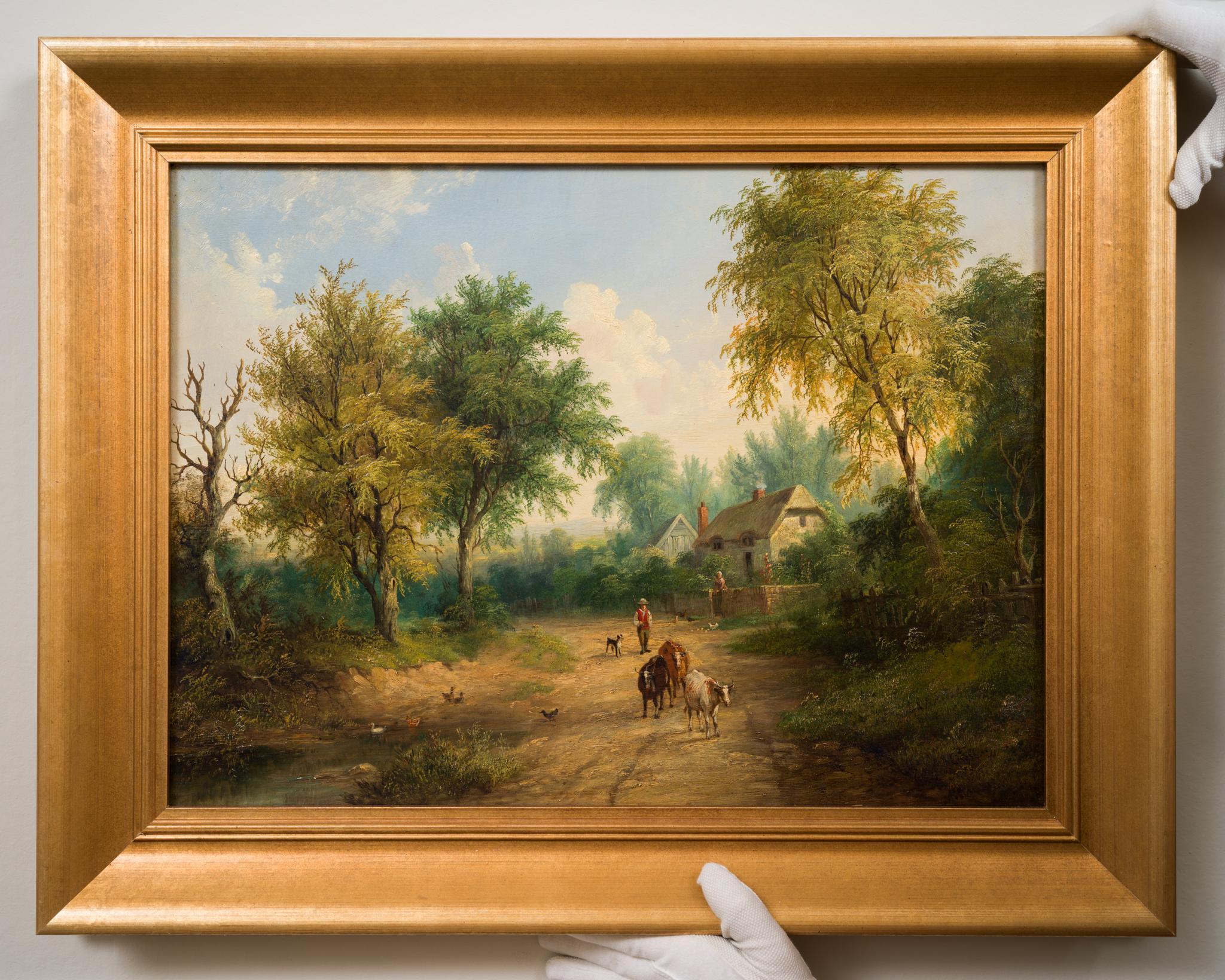 The Daily Tasks of Rural Life, vers 1860, peinture à l'huile romantique  - Romantique Painting par James Howe Carse