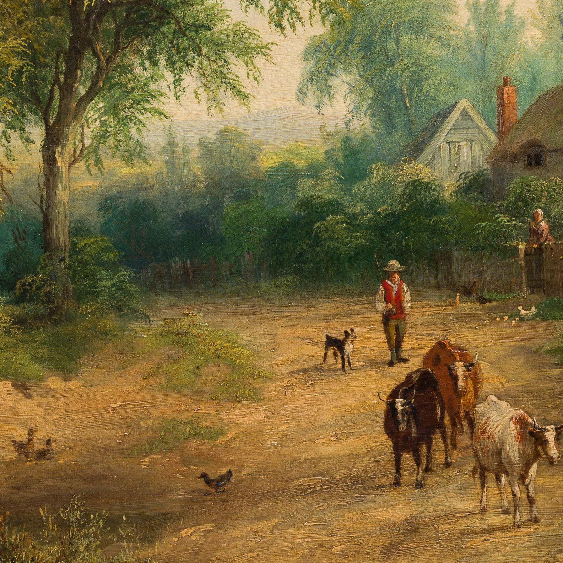 The Daily Tasks of Rural Life, vers 1860, peinture à l'huile romantique  en vente 1