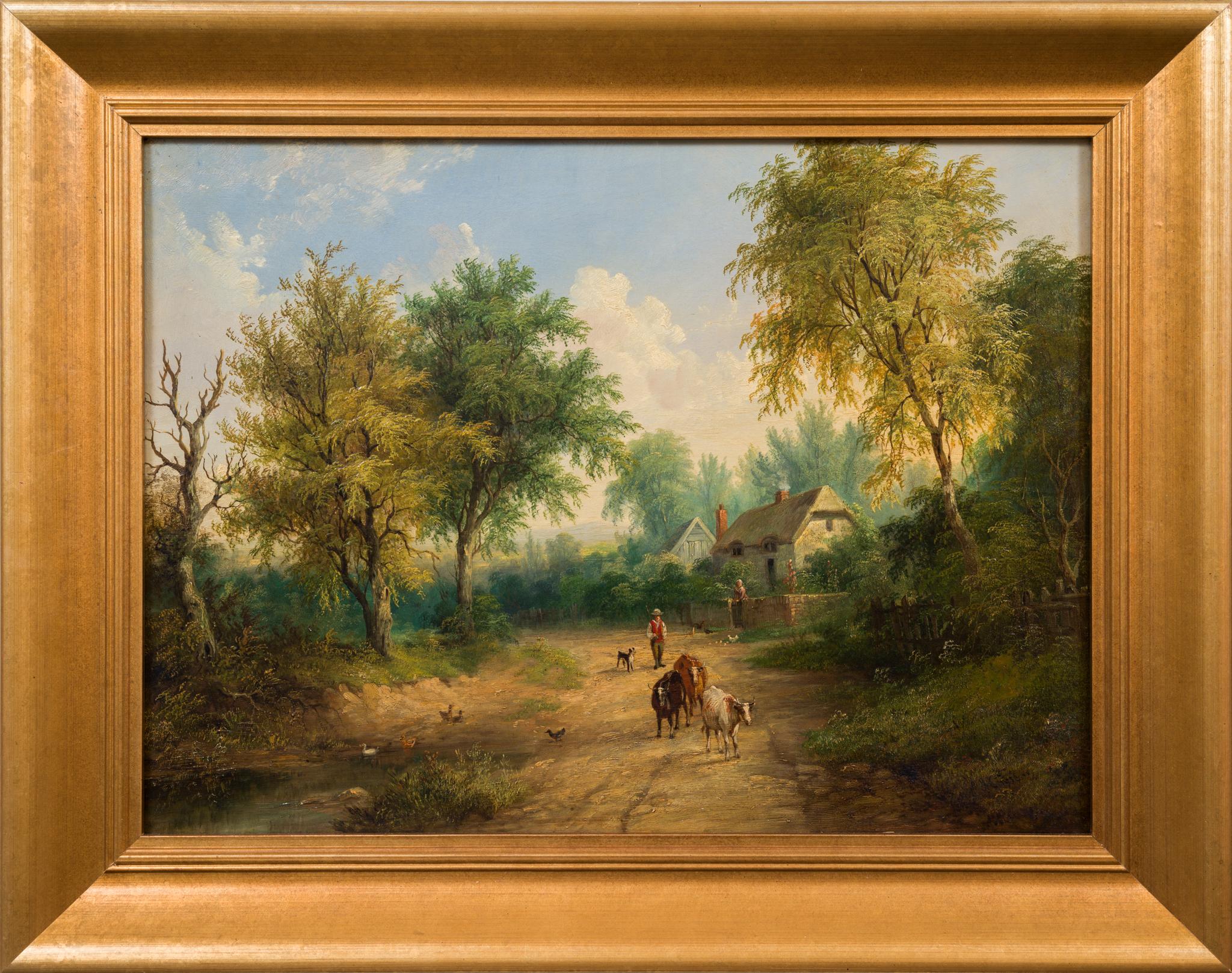 Landscape Painting James Howe Carse - The Daily Tasks of Rural Life, vers 1860, peinture à l'huile romantique 