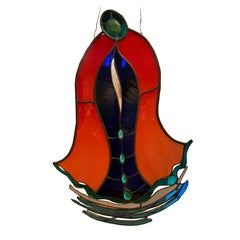 Conceptual Abstract Stained Glass Hanging Sculpture 