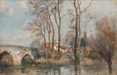 James Herbert Snell (1861-1935) - Huile du début du 20e siècle, Le bord de la rivière