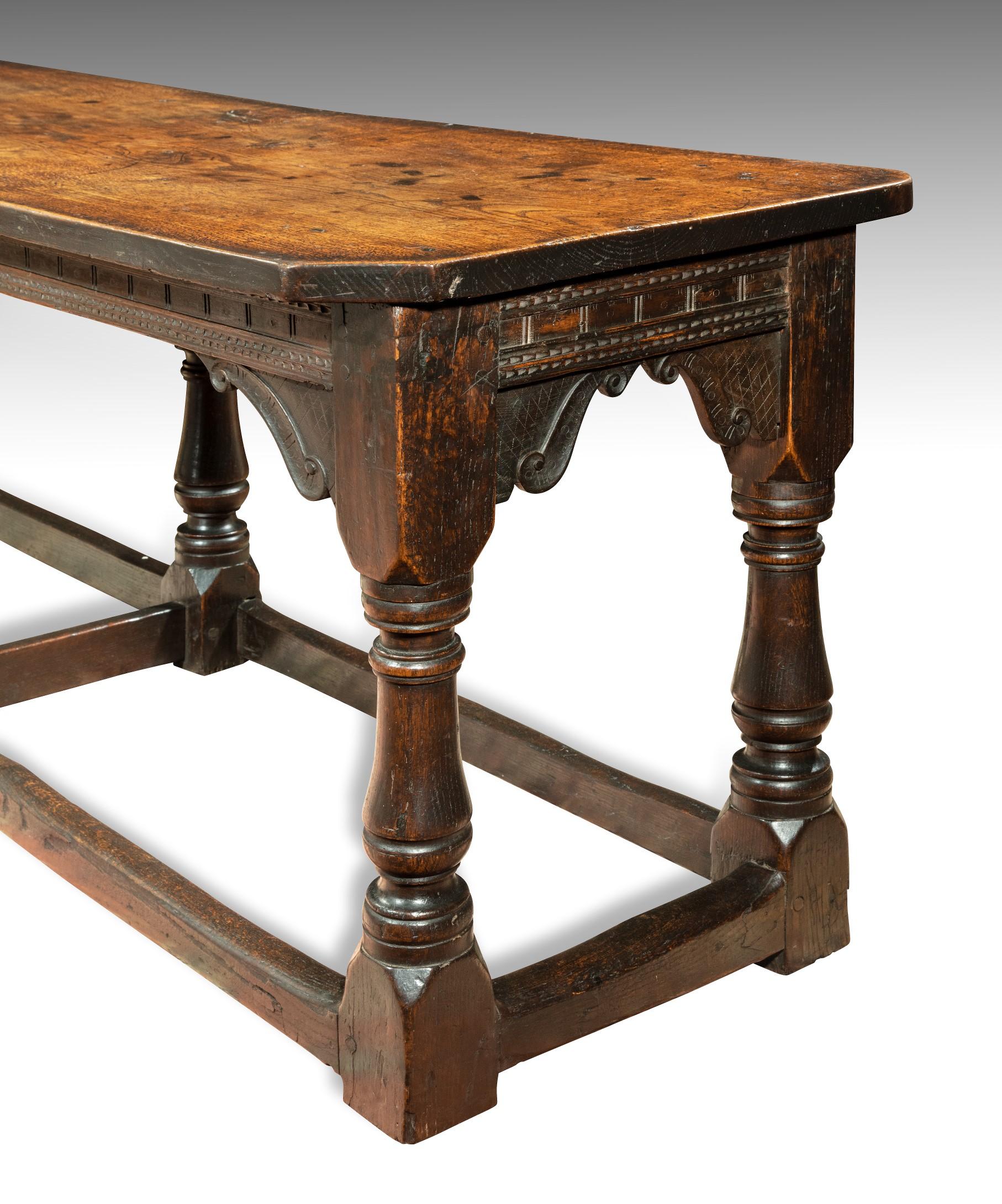 James I Carved Oak Six-Leg Refectory Table For Sale 4