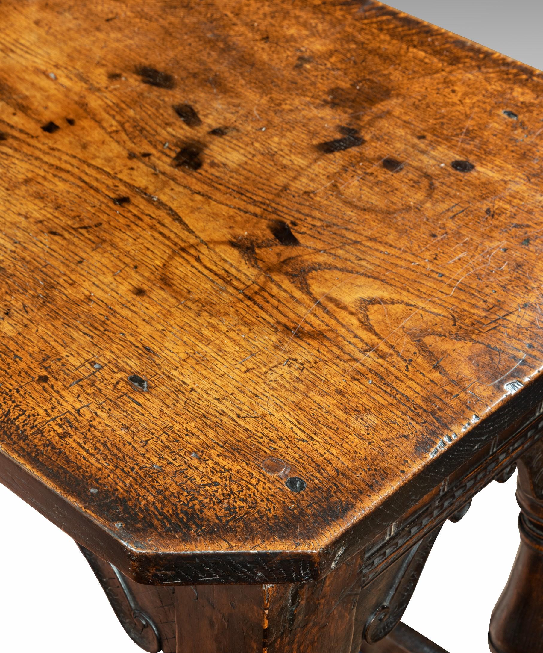 James I Carved Oak Six-Leg Refectory Table For Sale 7