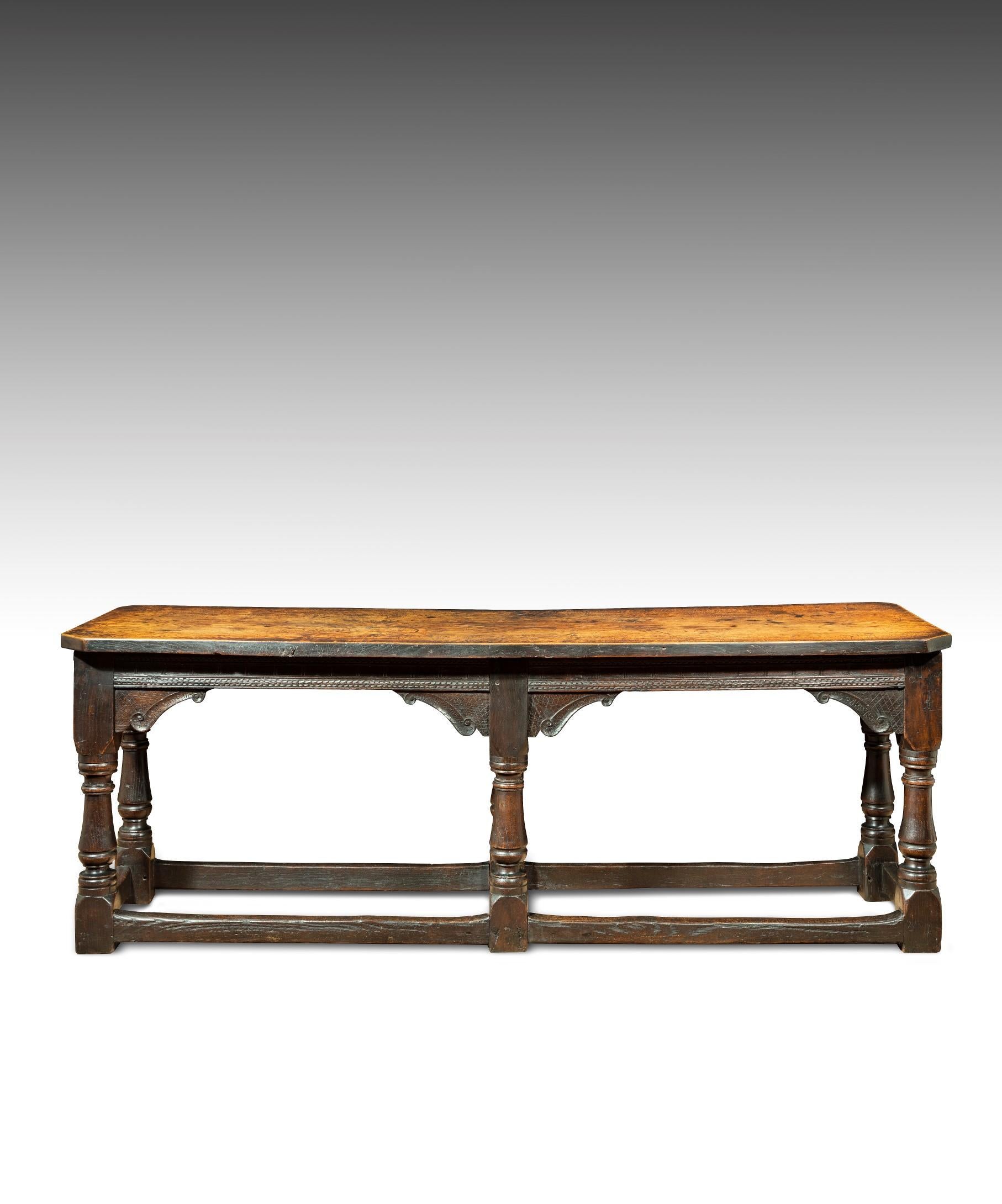 Jacobean James I Carved Oak Six-Leg Refectory Table For Sale