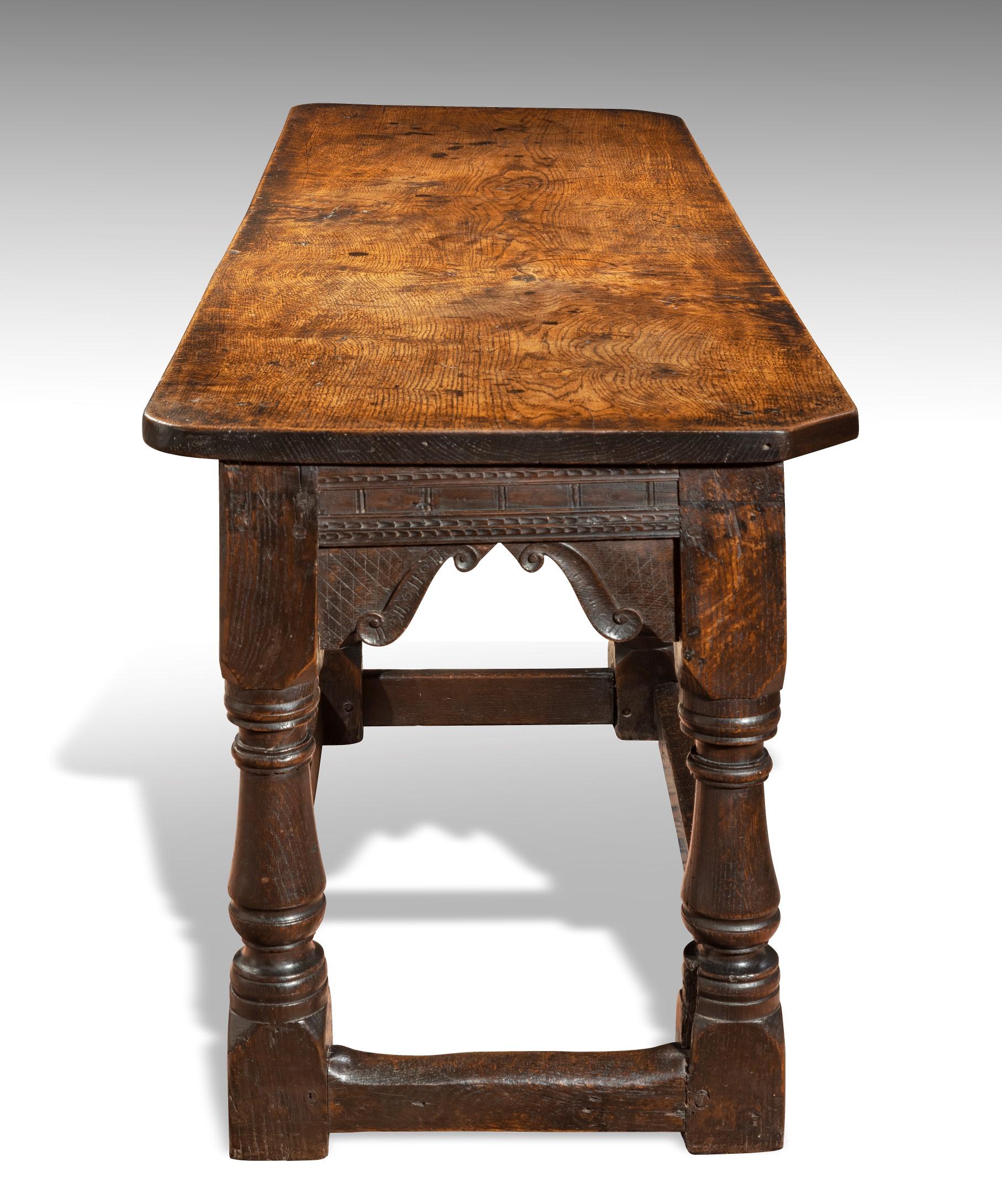 James I Carved Oak Six-Leg Refectory Table For Sale 1