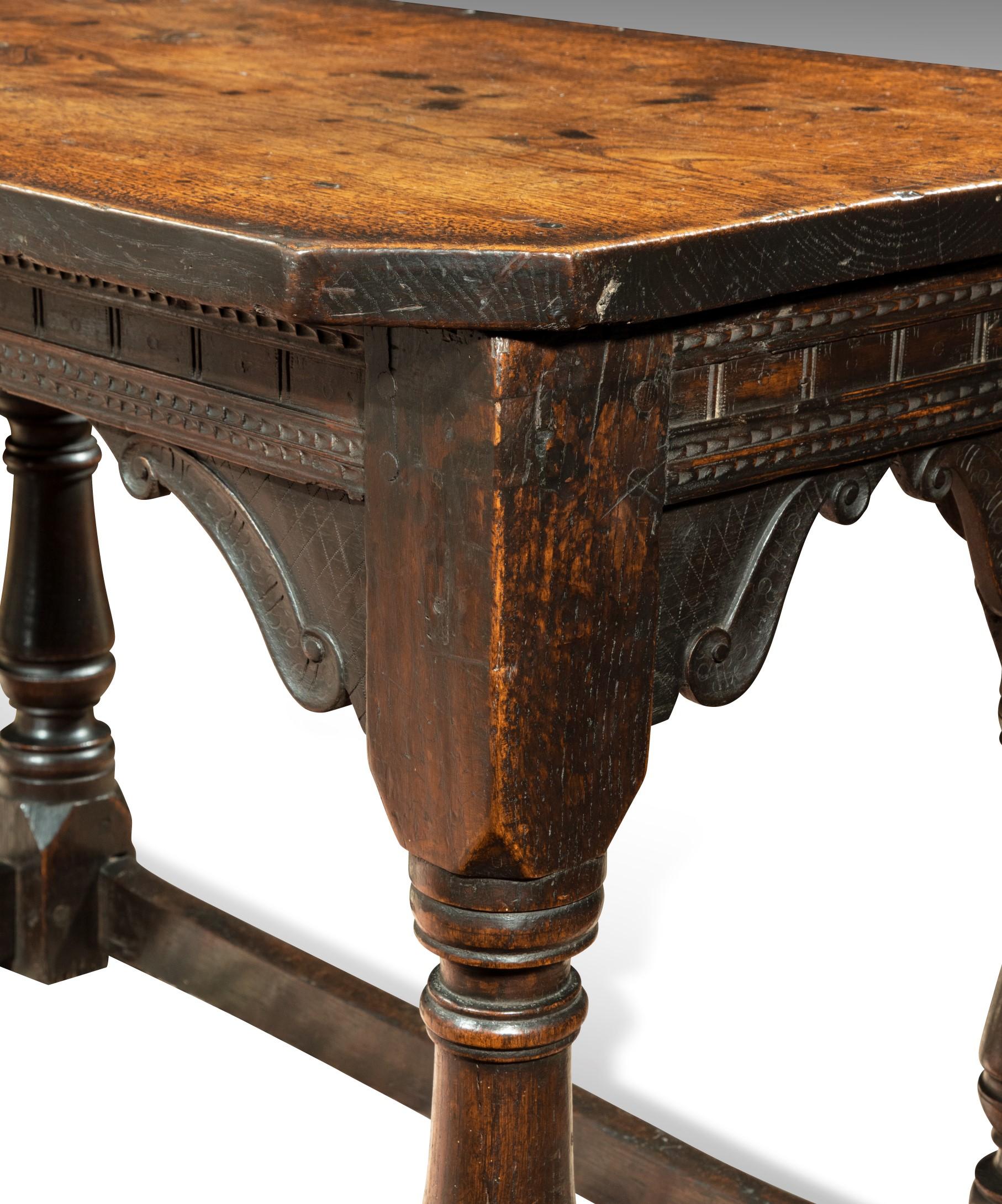 James I Carved Oak Six-Leg Refectory Table For Sale 3