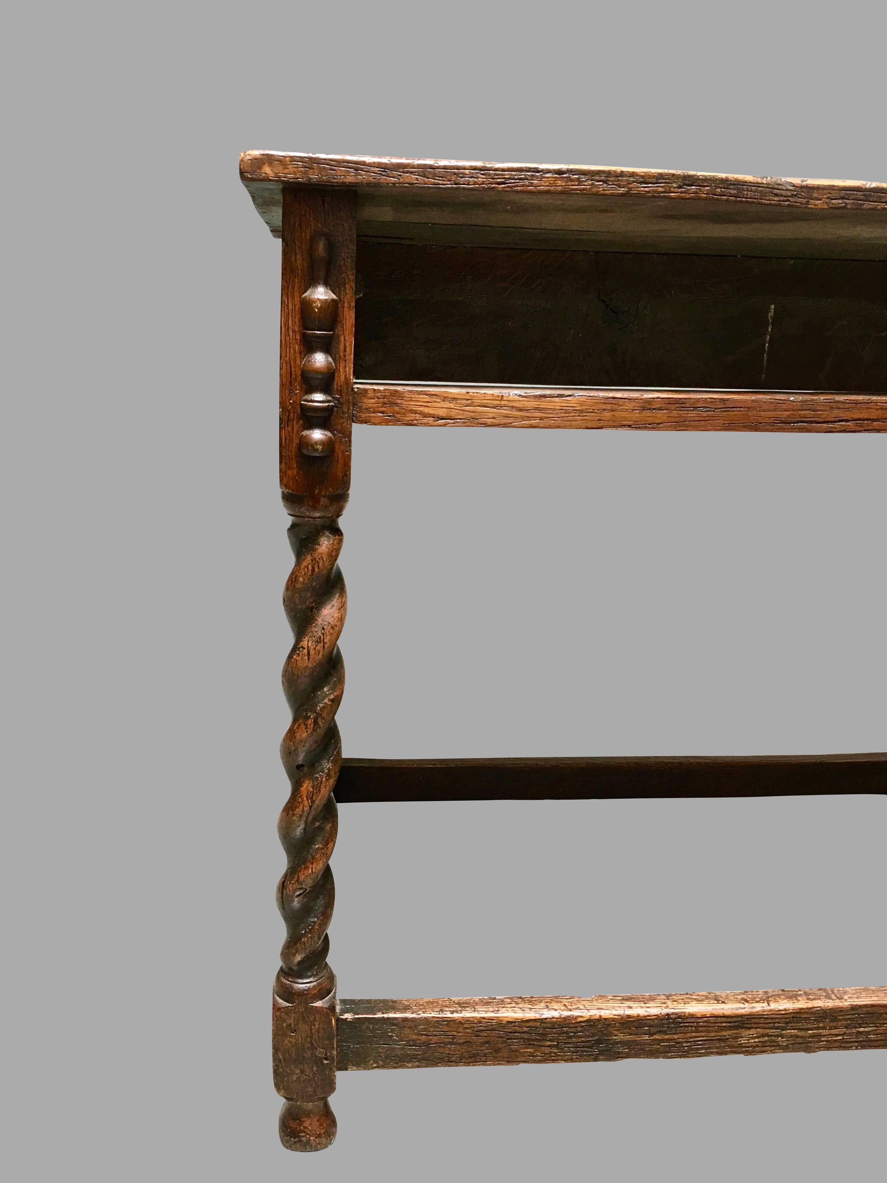 Late 17th Century James II English Oak Side Table with Drawer