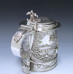 James II Sterling Antique Silver Lidded Tankard Made in 1687
