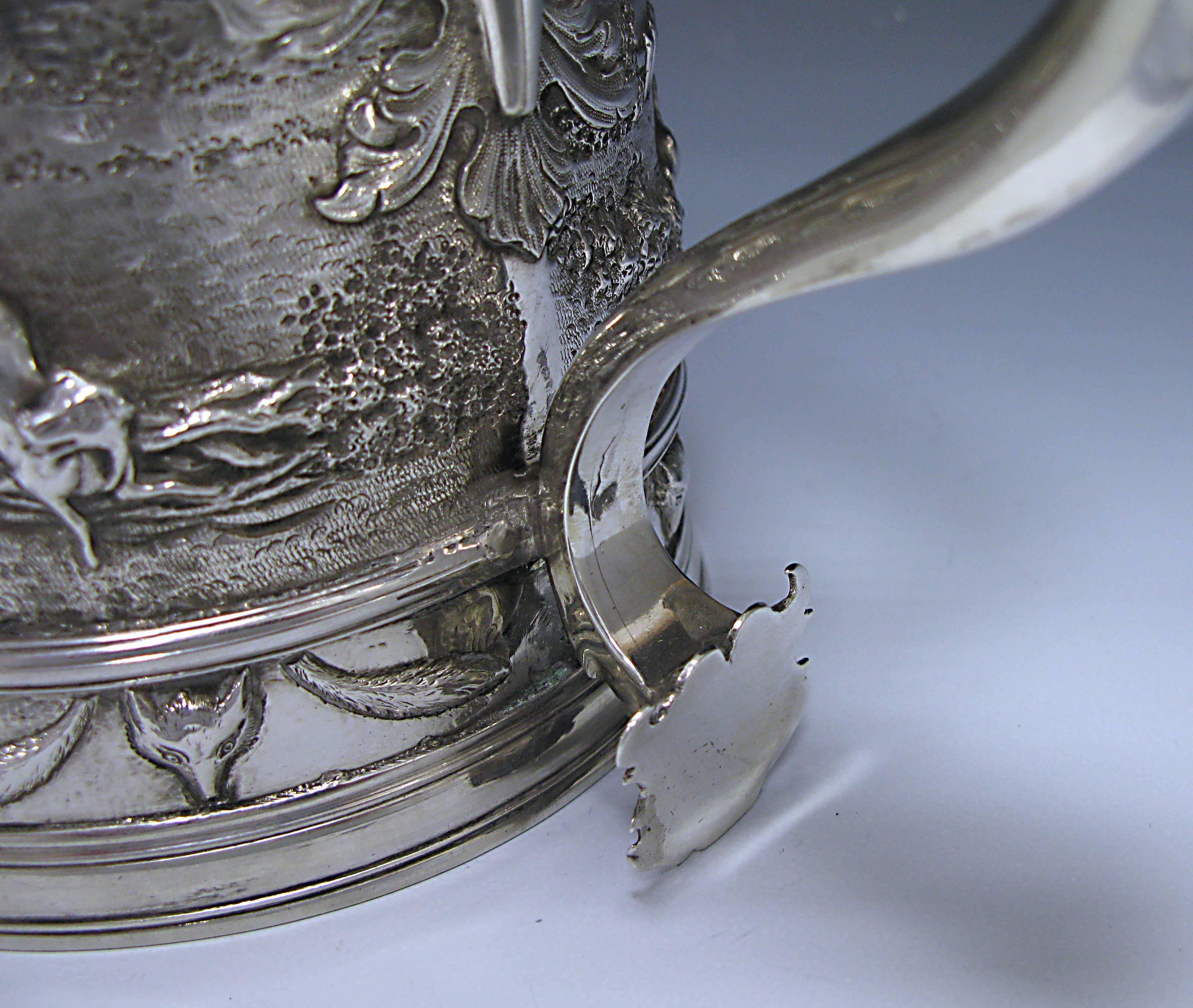 Late 17th Century James II Sterling Antique Silver Lidded Tankard Made in 1687 For Sale