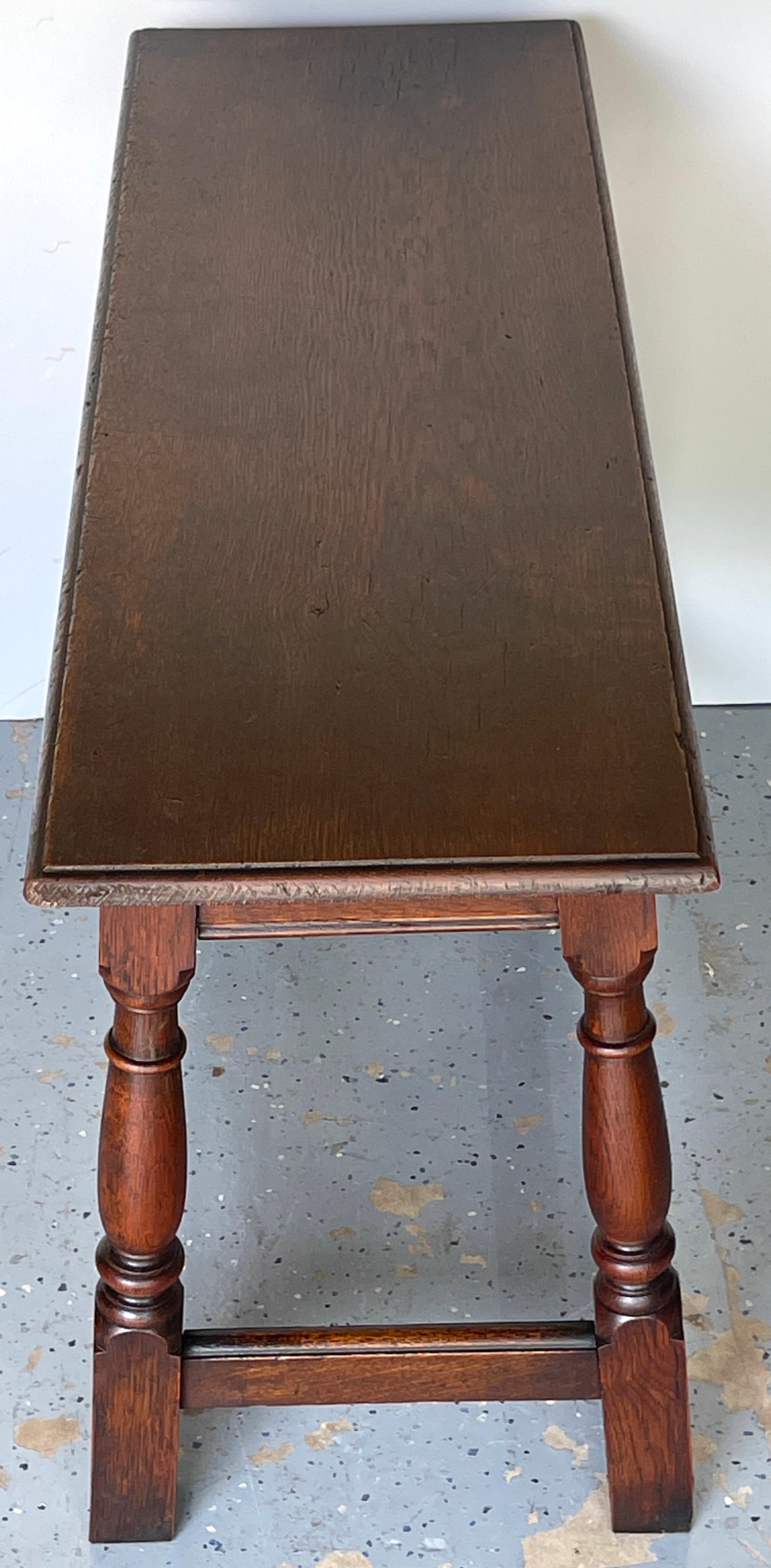 James II Style Carved Oak Bench/ Side Table, England, 1920s  For Sale 5