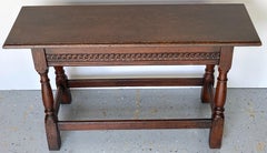 James II Style Carved Oak Bench/ Side Table, England, 1920s