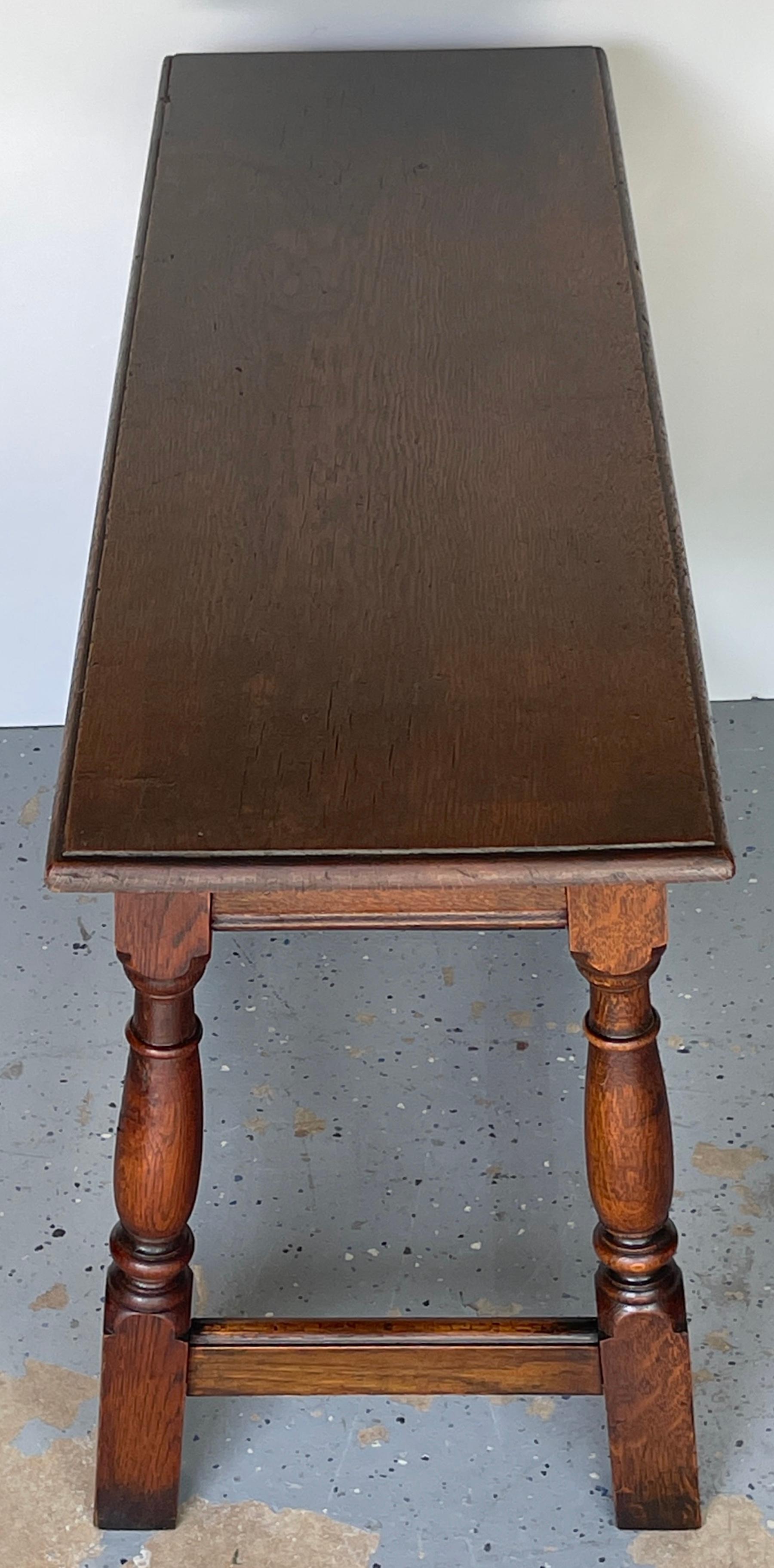 James II Style Carved Oak Bench/ Side Table, England, 1920s  For Sale 4
