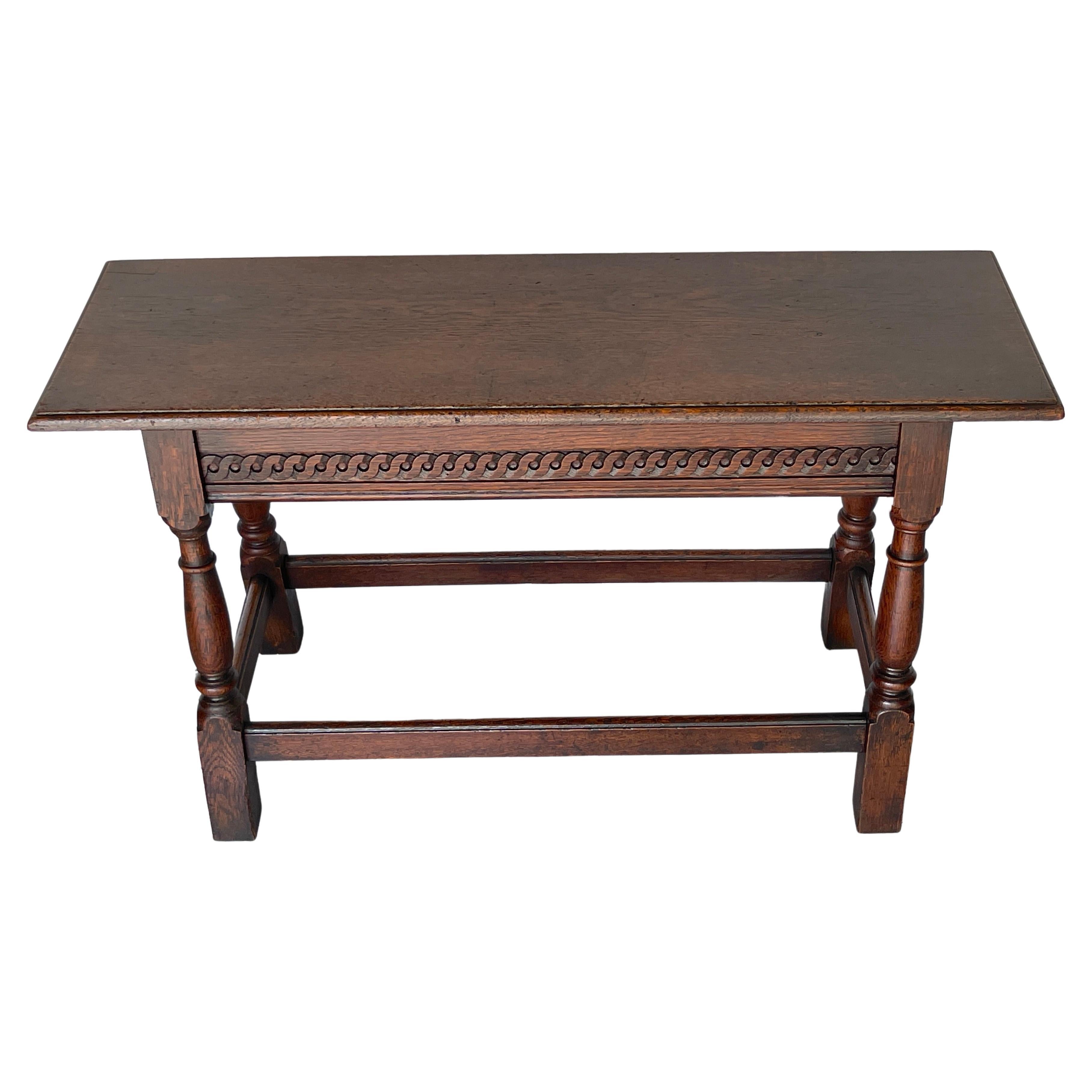 James II Style Carved Oak Bench/ Side Table, England, 1920s 