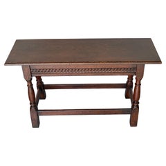 Used James II Style Carved Oak Bench/ Side Table, England, 1920s 