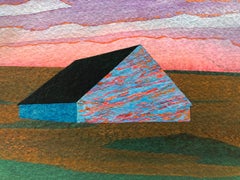 Beacon, acrylic on paper, 6 x 7.5 inches. Vivid landscape painting