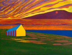 Desert Coast, surreal painting of architecture and landscape