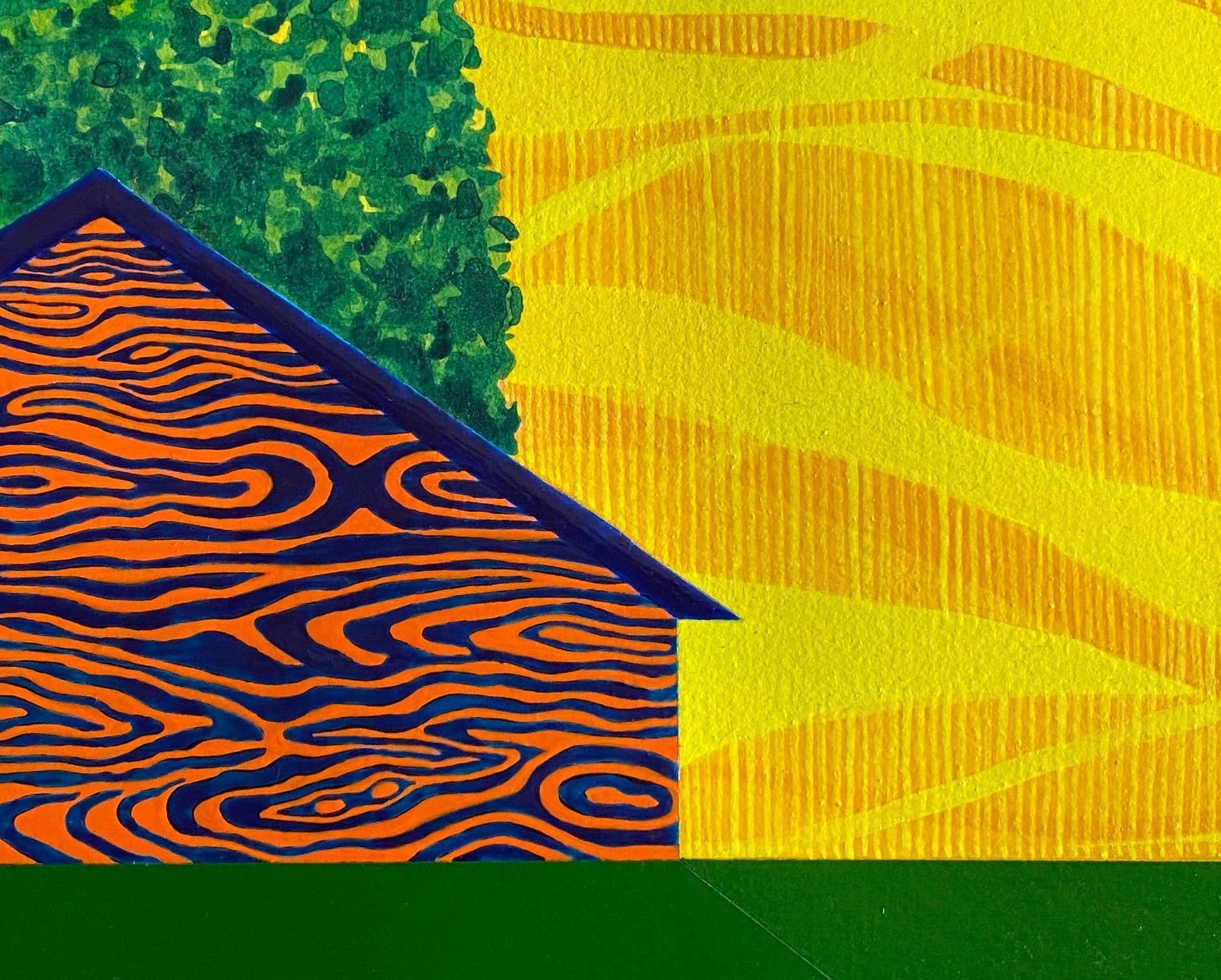 Lemon Sky captures a harmony of place, balancing simplicity, wonder and tranquillity. A lone barn structure contemplates the division of earth and sky beneath a shady tree. Movement of water in the moments of twilight contain a gentle hum of