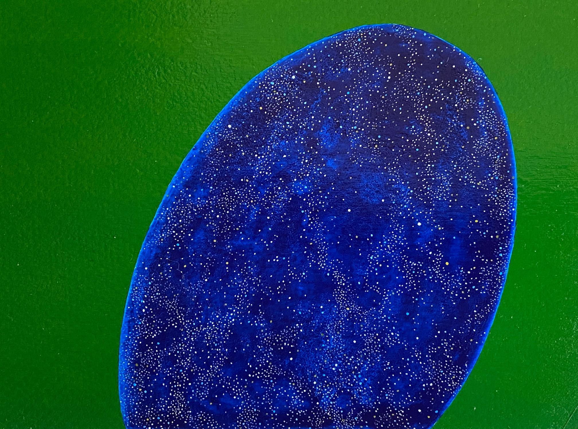 Lemon Sky, acrylic on paper painting of architecture, yellow and green 2