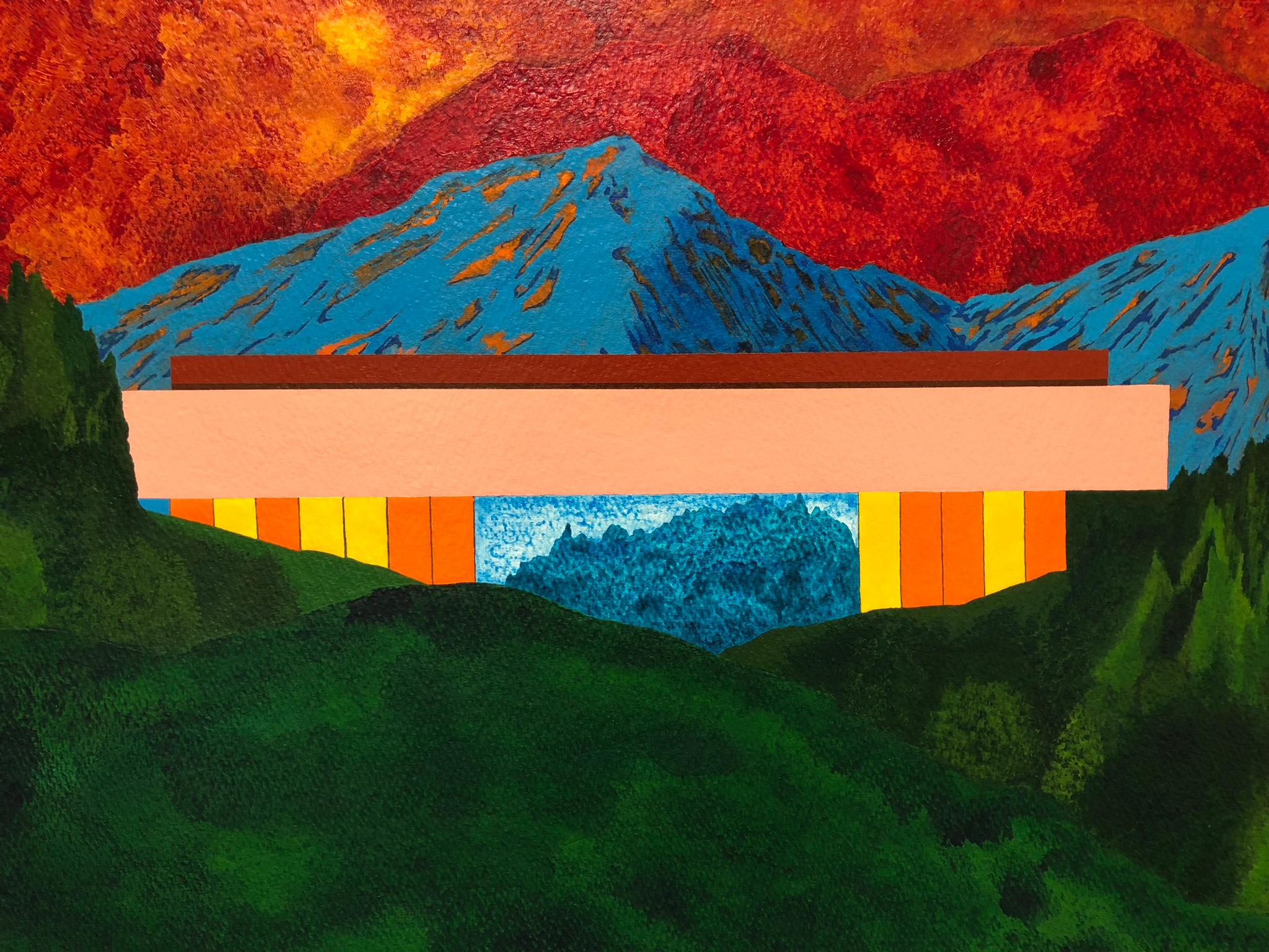 Ridge. Acrylic on paper, 22.5 x 30.25 in. Mountainous Landscape - Contemporary Painting by James Isherwood
