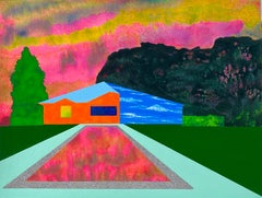 Suburban Aurora, abstract landscape painting, bright colors