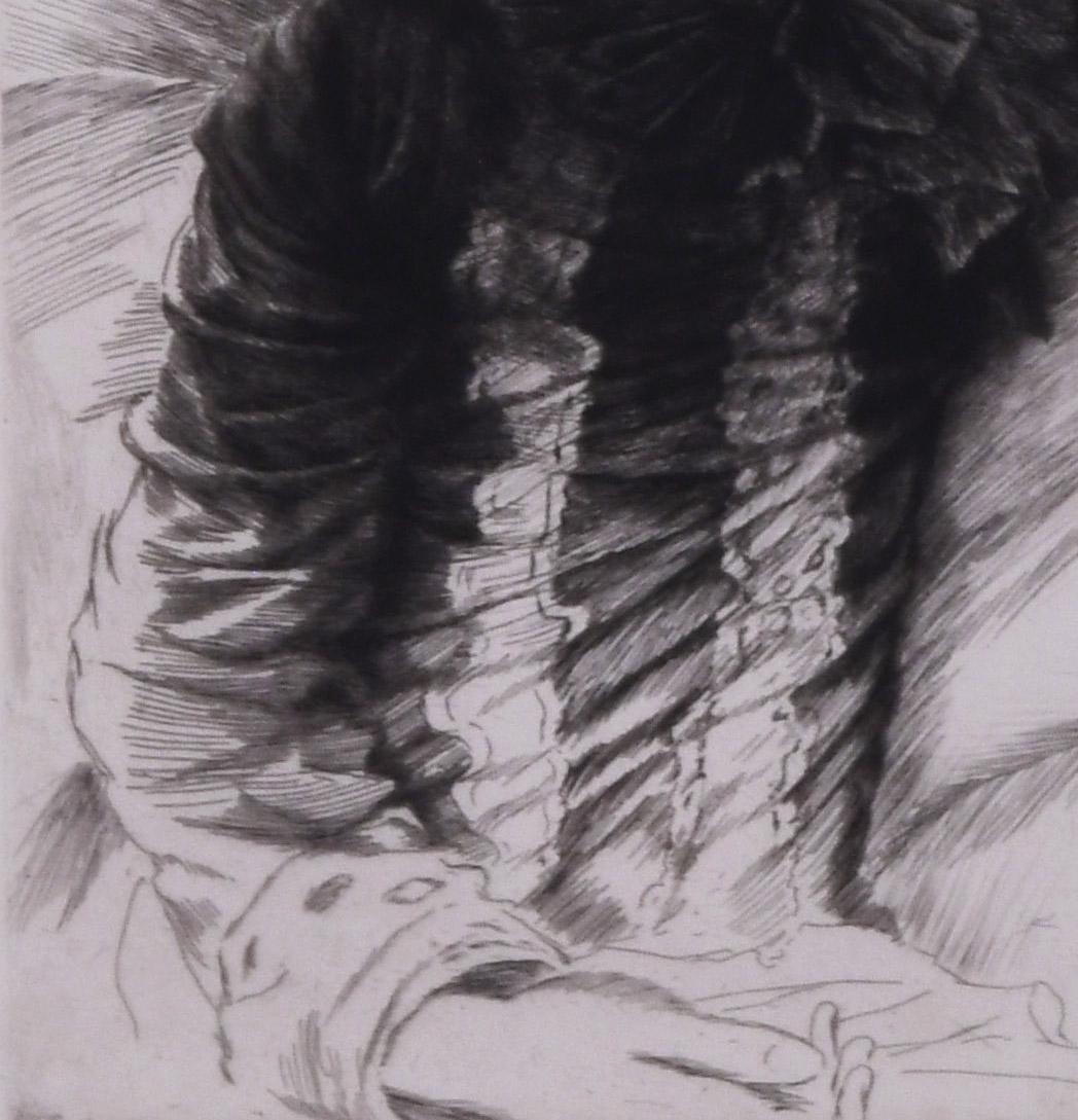 Berthe
Etching with drypoint, 1883
Signed in the plate (see photo)
This etching was inspired by an 1882/3 pastel which the artist included in his ambitious 