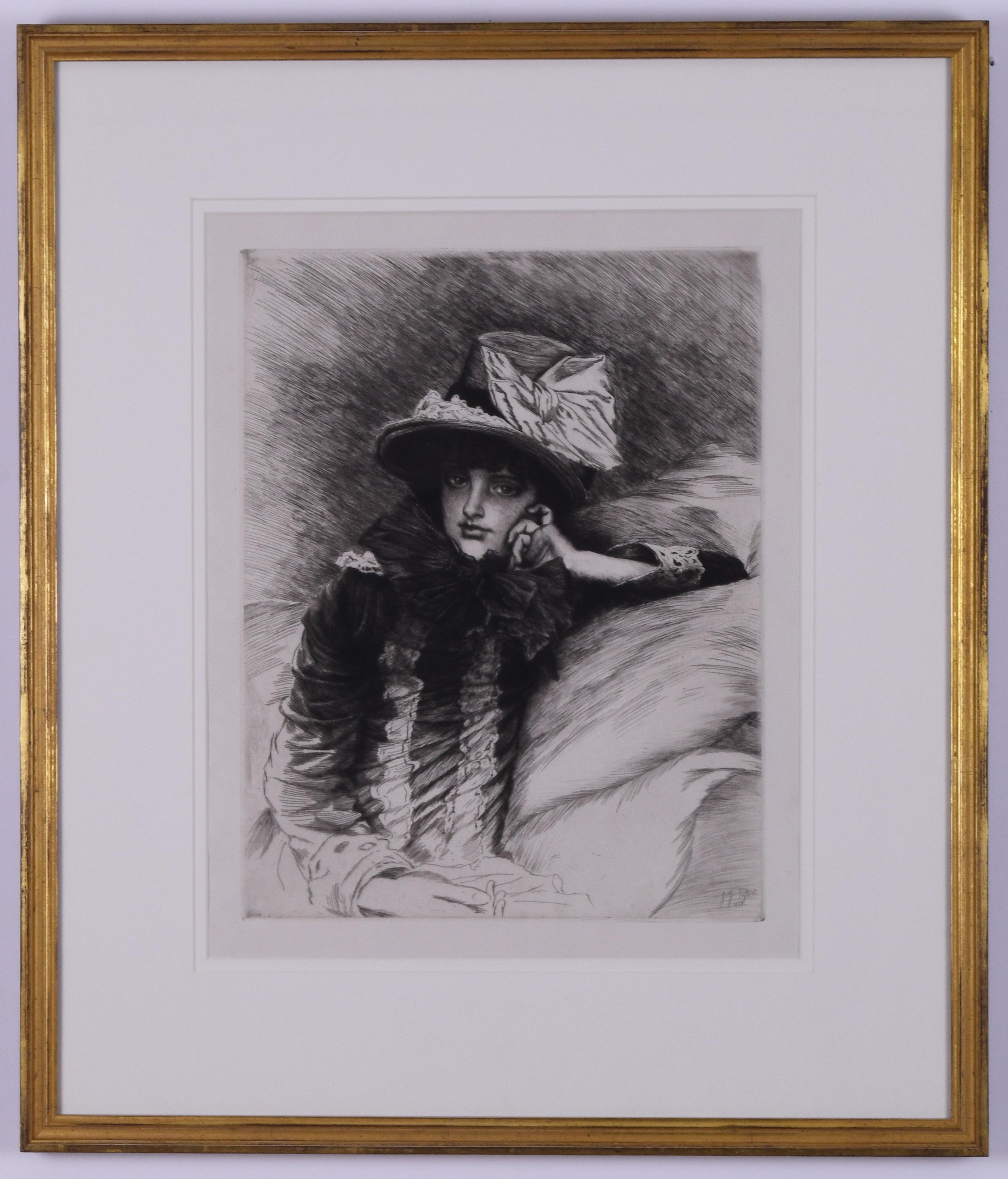 Berthe
Etching with drypoint, 1883
Signed in the plate (see photo)
This etching was inspired by an 1882/3 pastel which the artist included in his ambitious 