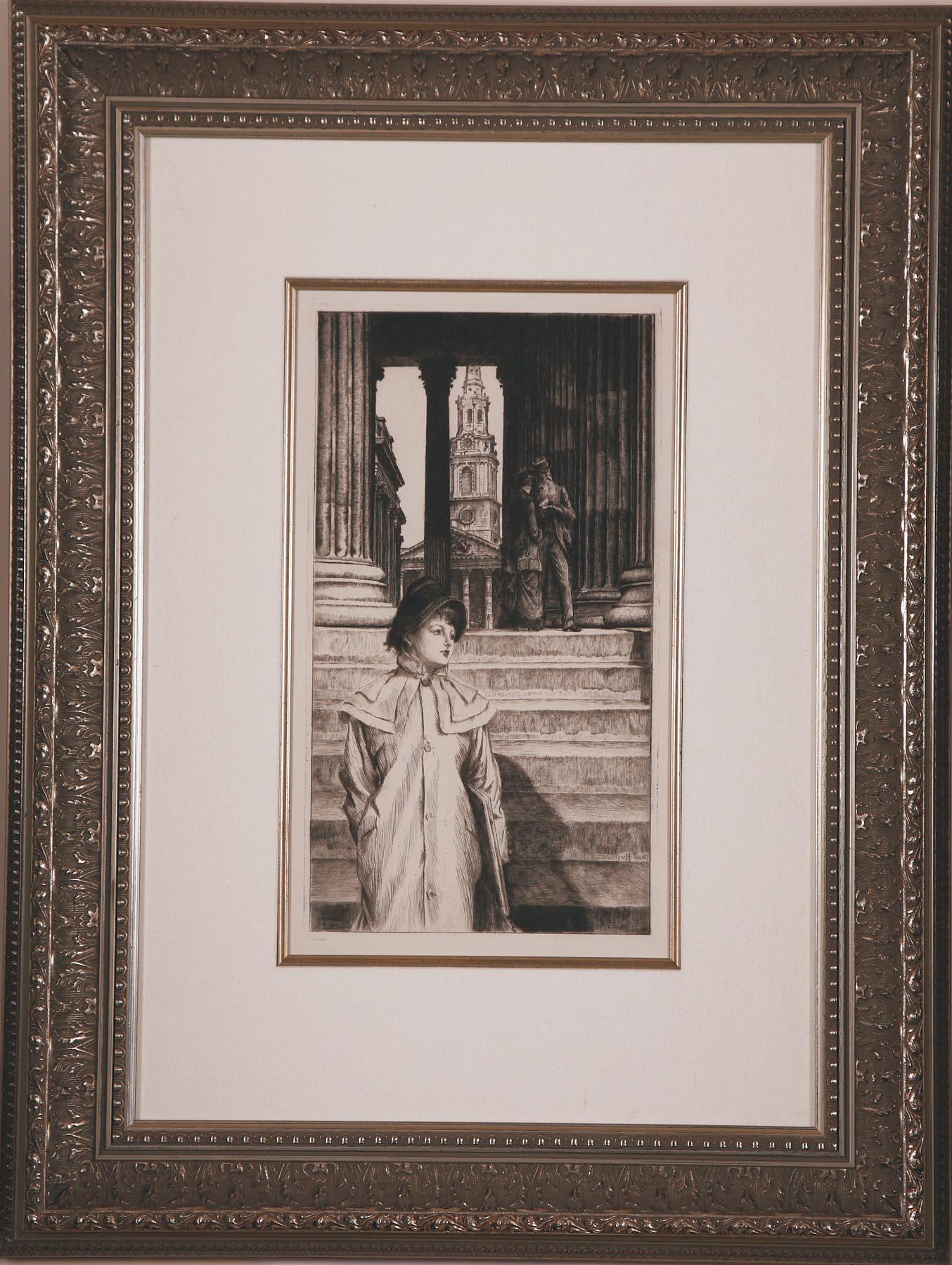 Le Portique de la Galerie Nationale a Londres di J.J. Tissot - Print di James Jacques Joseph Tissot