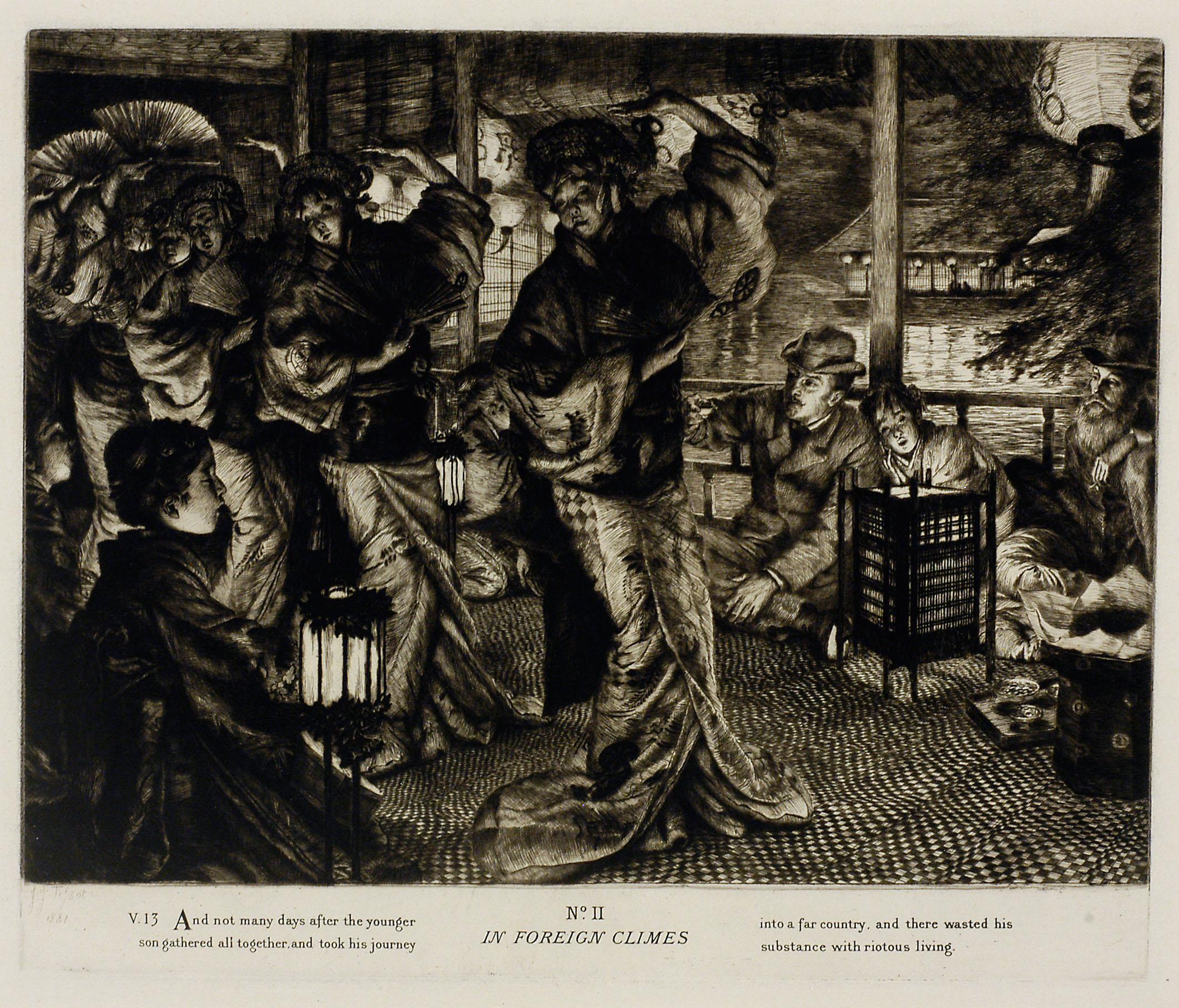 Figurative Print de James Jacques Joseph Tissot - L'enfant prodigue: en pays etranger (El hijo pródigo: en países extranjeros)