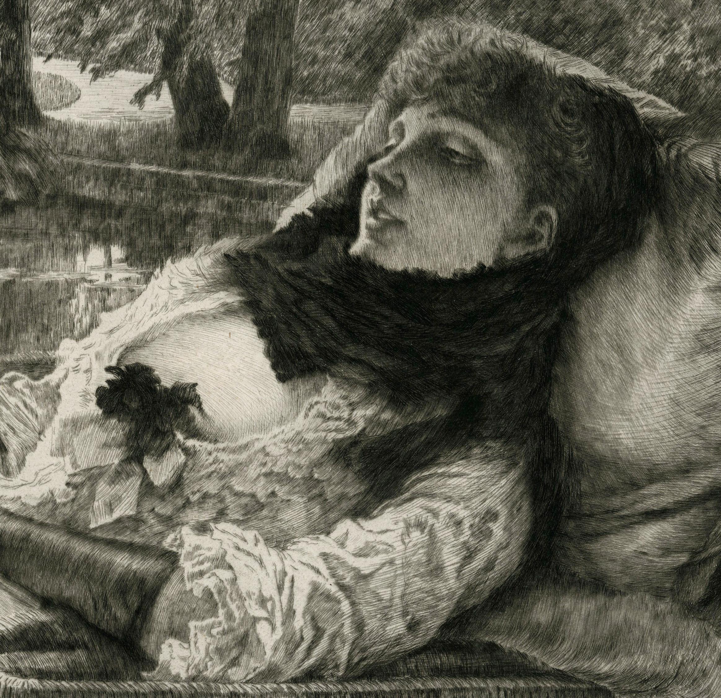 Soirée d'été (Summer Evening) - Gray Portrait Print by James Jacques Joseph Tissot